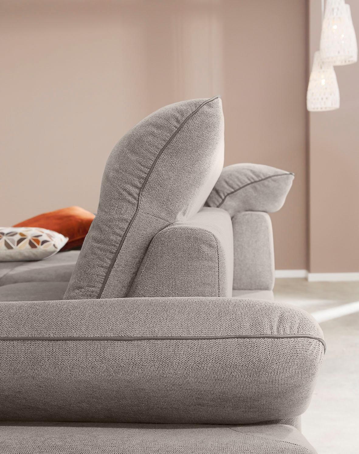 W.SCHILLIG Ecksofa »enjoy&MORE, Designsofa, elegant und bequem, L-Form«, mit Sitztiefenverstellung, Füße Chrom glänzend, Breite 294 cm