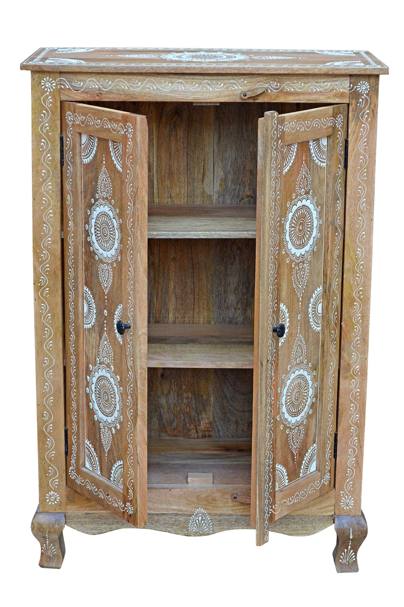 Home affaire Highboard »Gullaba«, Kommode, Hand bemalt, Breite/Höhe 80/120 cm