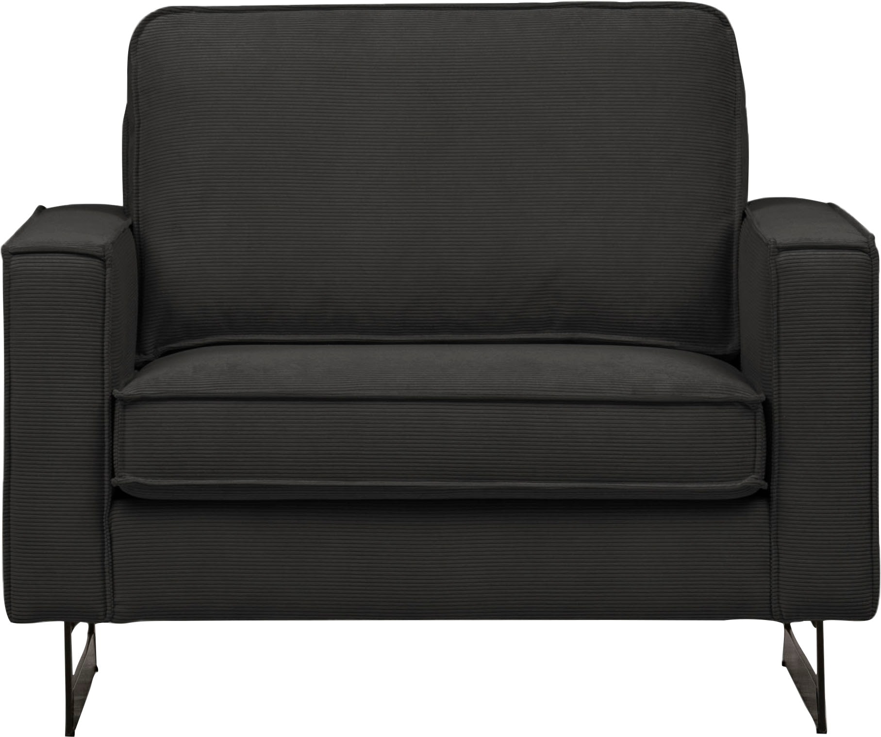 Places of Style Loveseat »Pinto 105 cm, Cord, Chenille, Lederoptik«, mit Keder, Metallfüßen und auch in Cord Bezug erhältlich