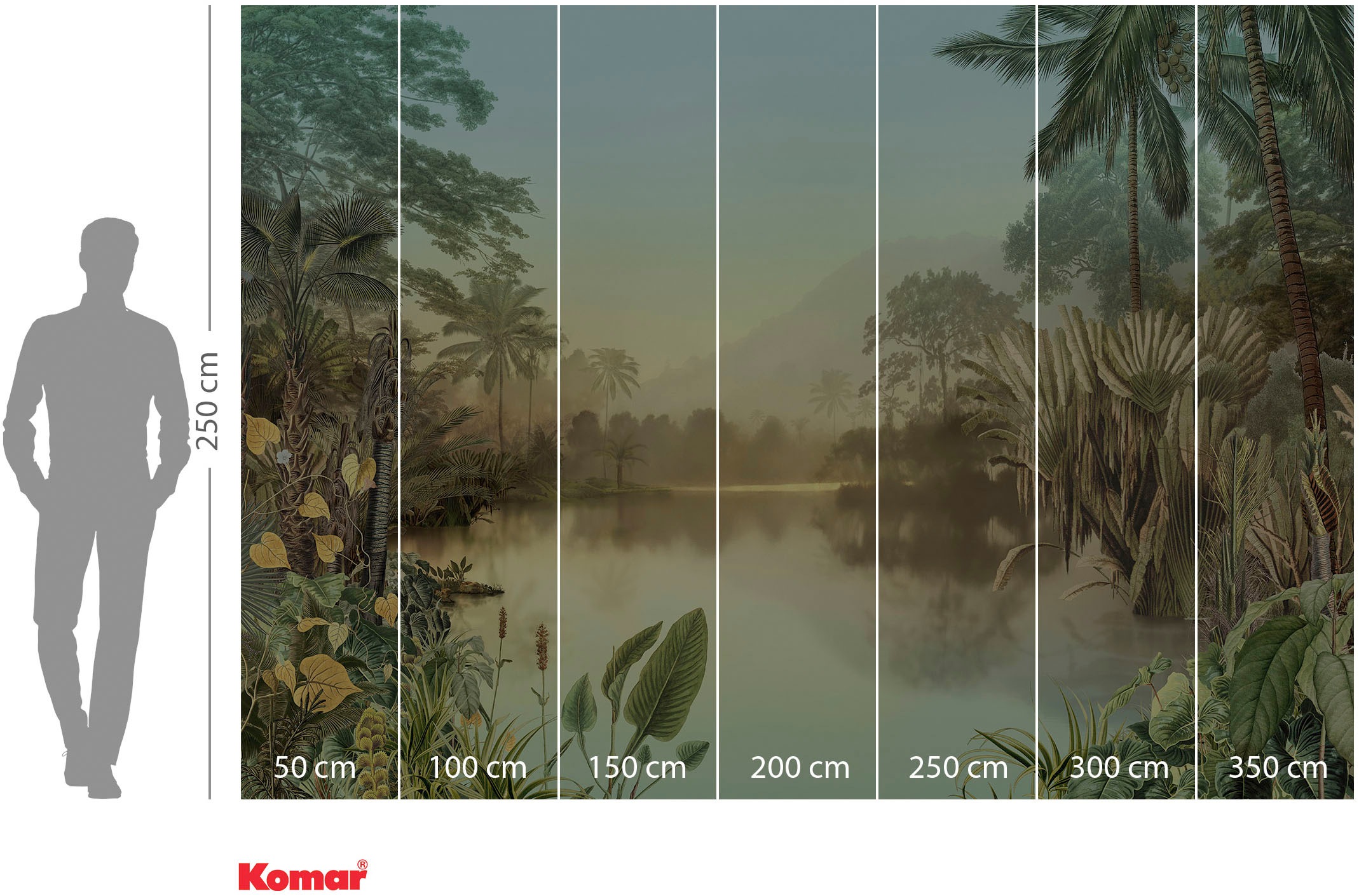 Komar Fototapete »Lac Tropical«, bedruckt, 350 x 250 cm (Breite x Höhe) - Tapete, Vlies, Wohnzimmer, Schlafzimmer