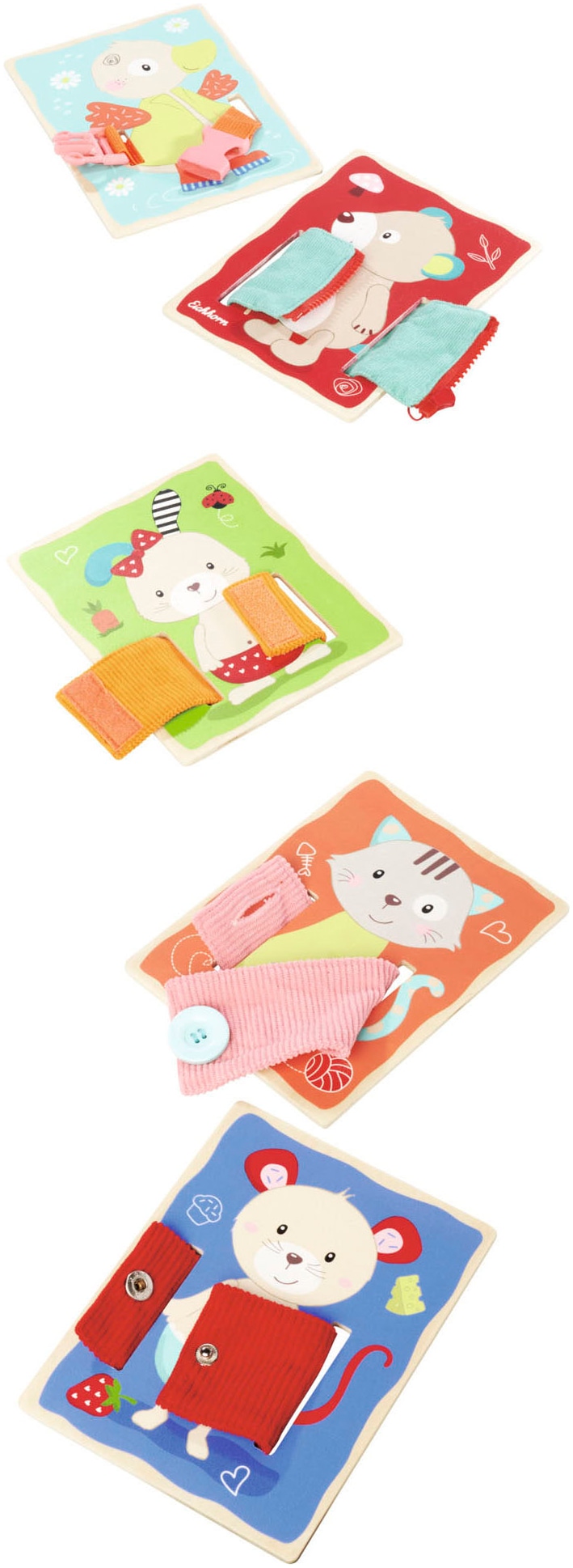 Eichhorn Lernspielzeug »Lernbretter Textil«, (Set, 4 St.)