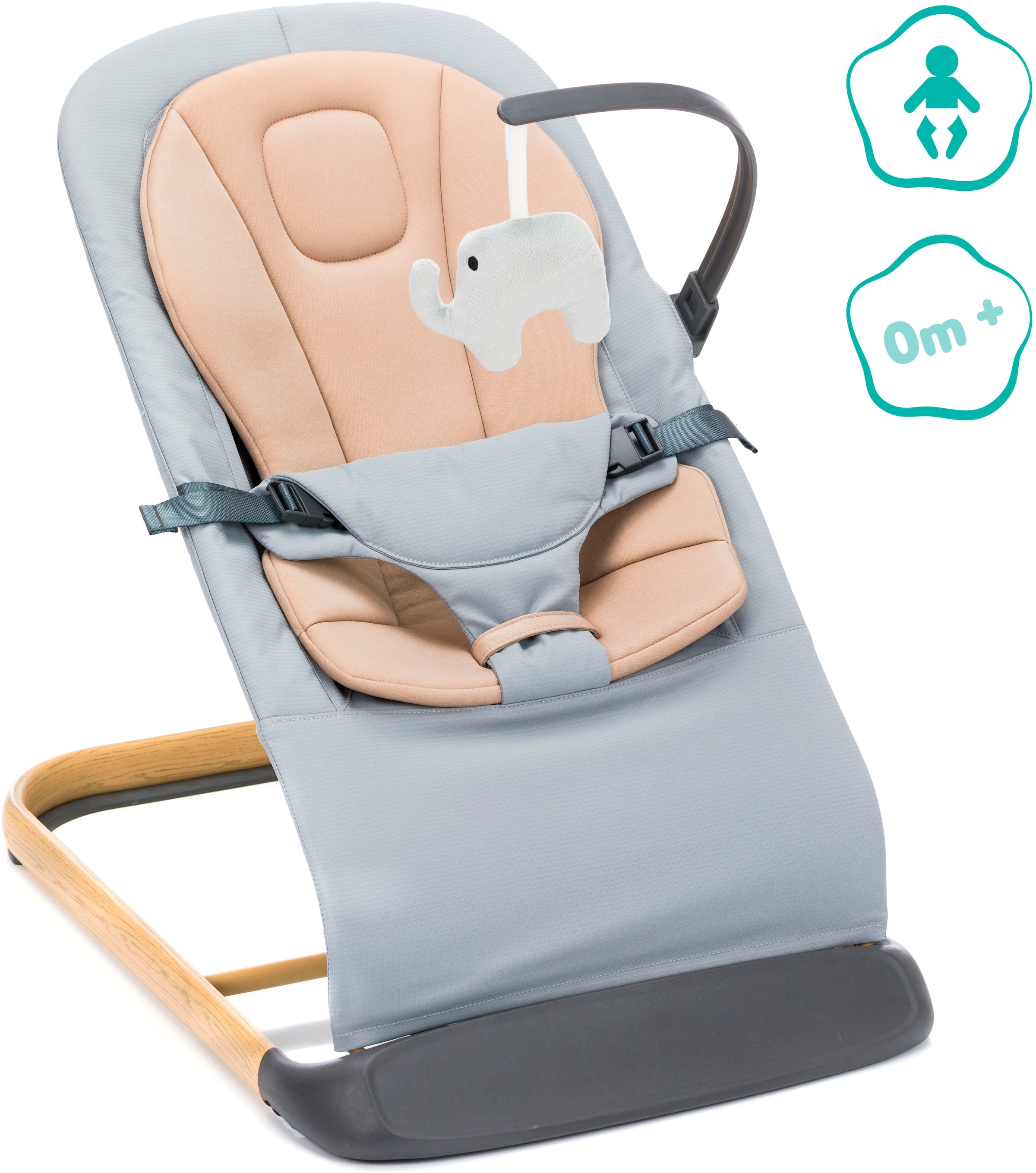 Fillikid Babywippe »Star grau beige, inkl. Spielbogen und Reduktionskissen«, bis 9 kg