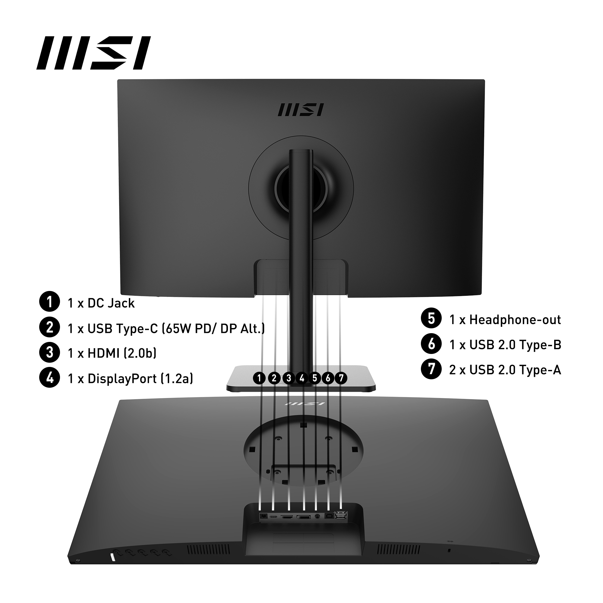 MSI LED-Monitor »Modern MD272QXP«, 69 cm/27 Zoll, 2560 x 1440 px, WQHD, 1 ms Reaktionszeit, 100 Hz, höhenverstellbar, 3 Jahre Herstellergarantie, USB-C