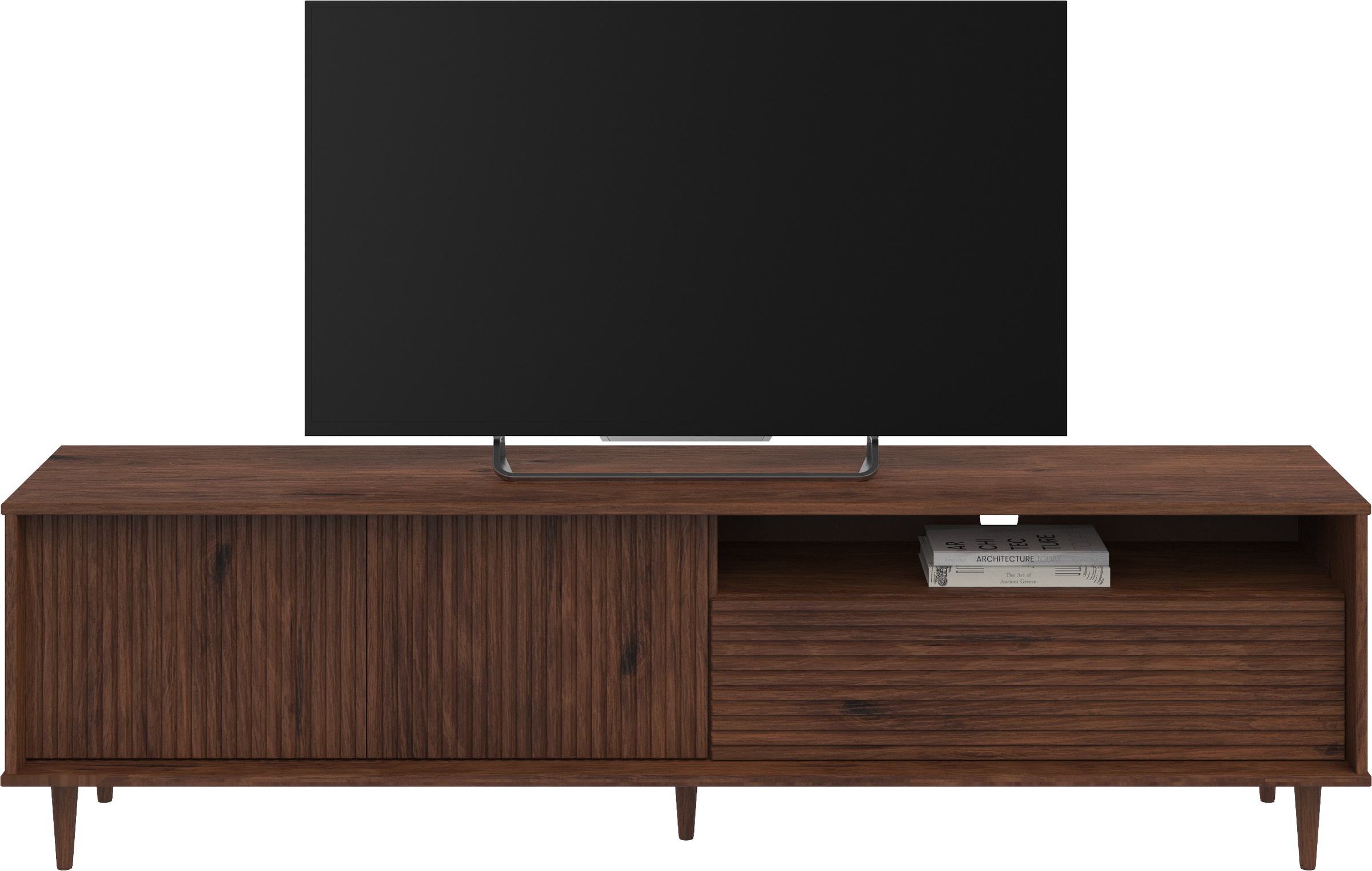 INOSIGN Lowboard »Malmedy Front mit gefrästen Rillen«, TV-Kommode aus massivem Kiefernholz, Push-to-open, Breite 180 cm