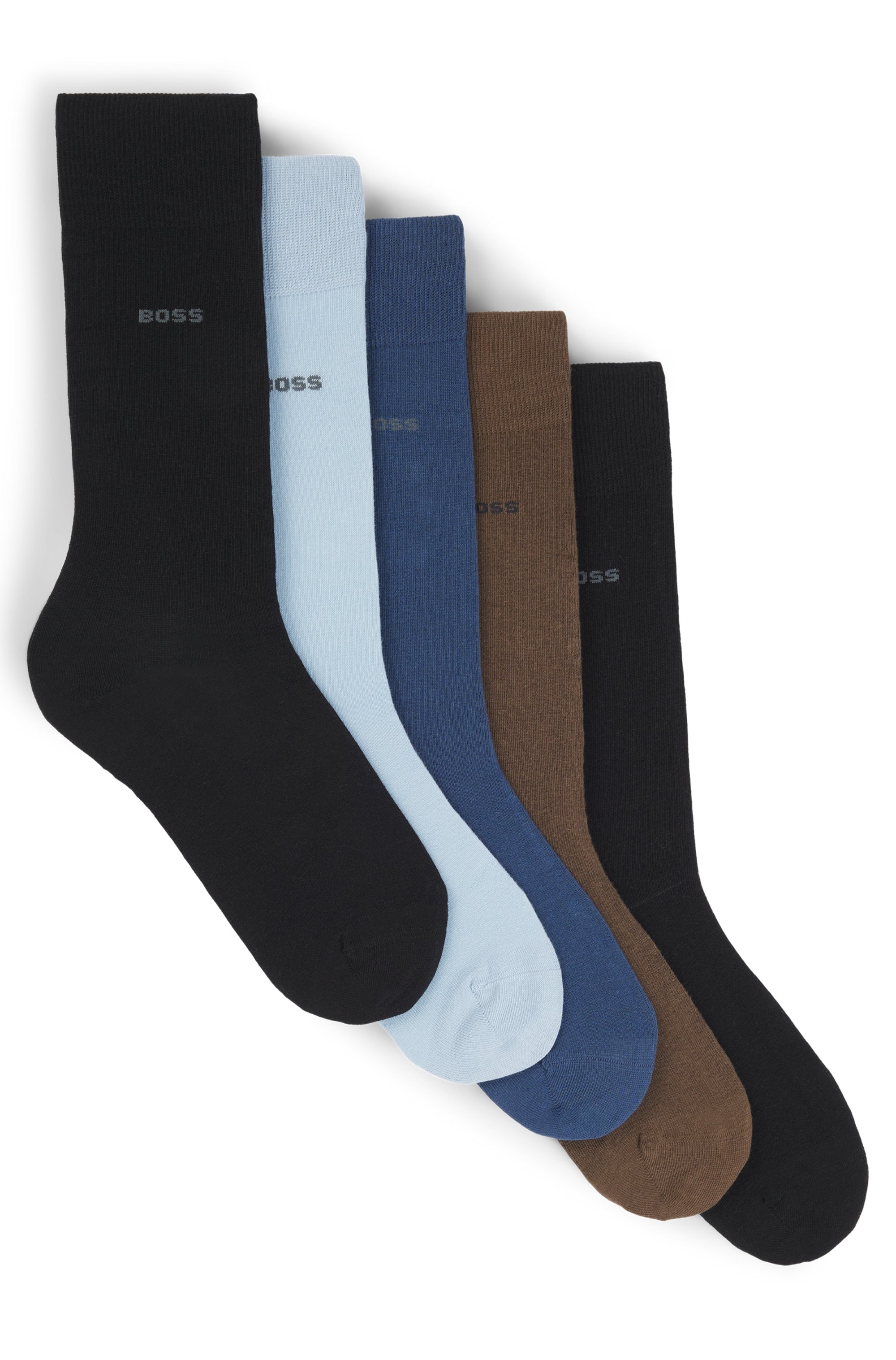 BOSS Businesssocken »5P RS Uni Col CC«, (Packung, 5 Paar, 5er), mit BOSS Schriftzug