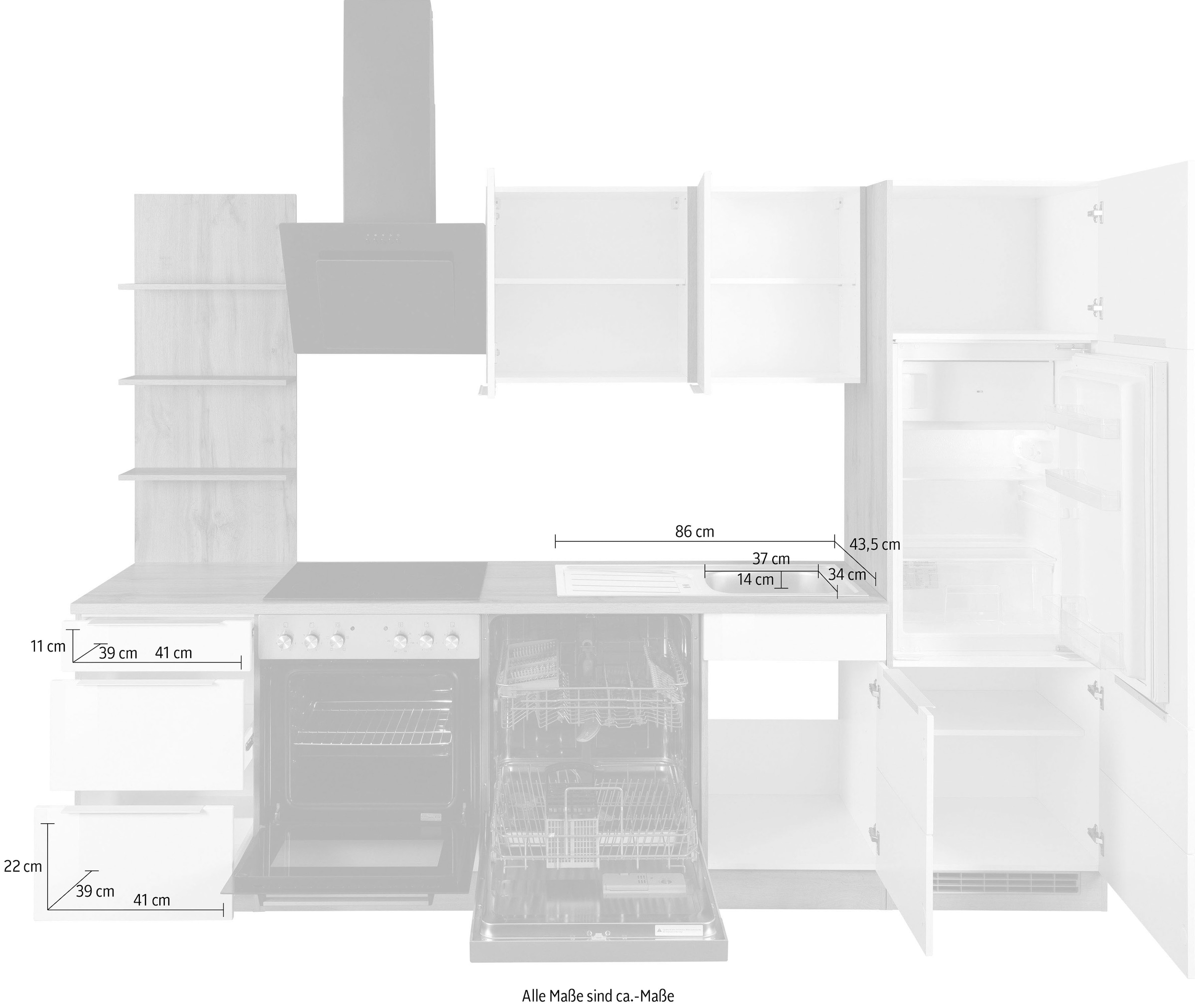 HELD MÖBEL Küchenzeile »Brindisi«, 280 Breite cm online E-Geräten, bestellen mit