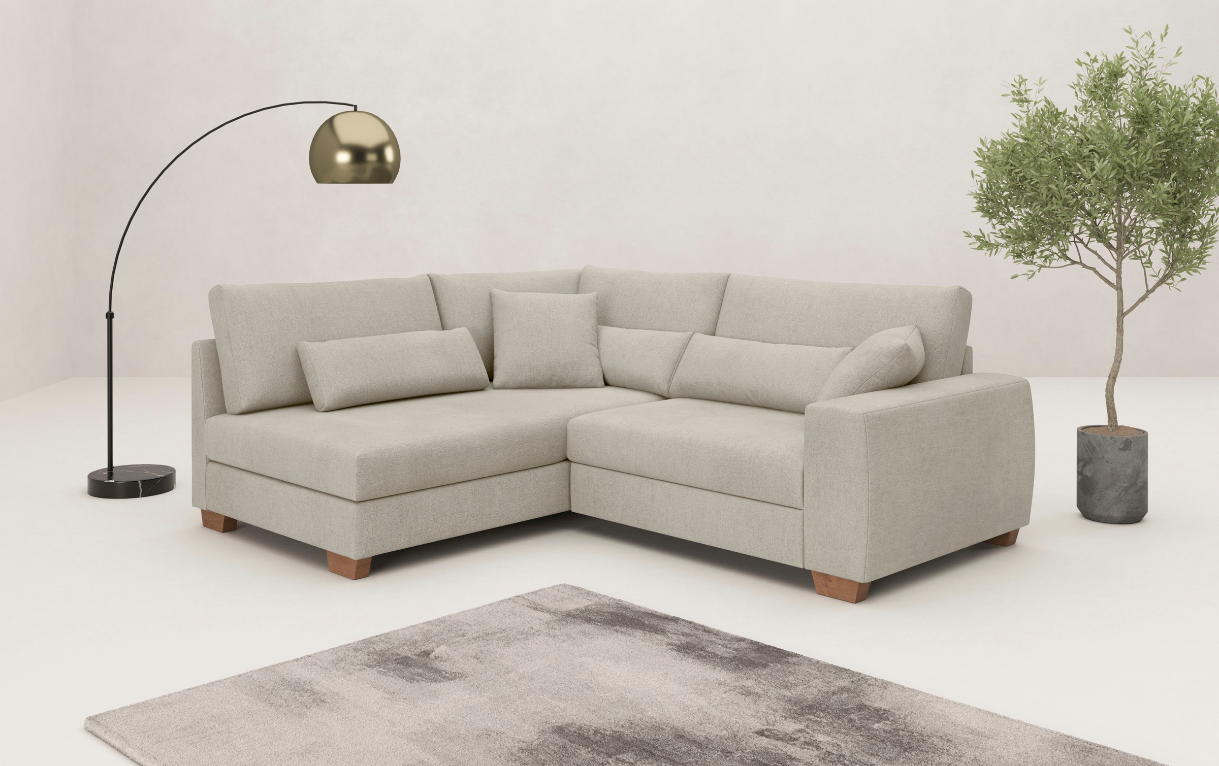 Mr. Couch Ecksofa »Hilla L-Form« Mit Federkern, wahlweise mit Bettfunktion günstig online kaufen