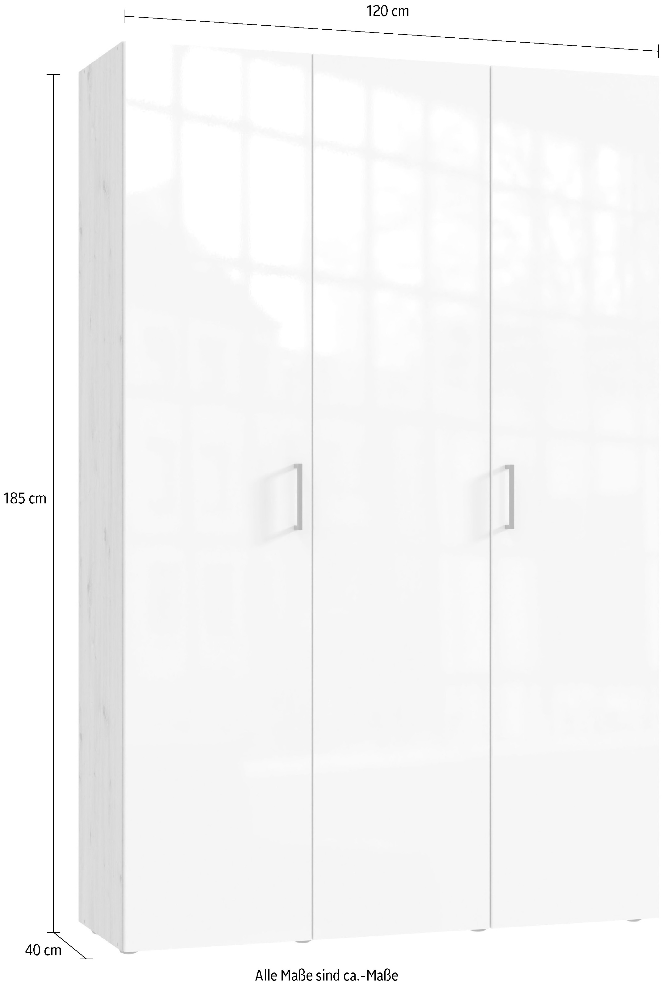 Wimex Kleiderschrank »Mugano,in 8 Breiten,3 Höhen,2 Tiefen, viele Farben, Made in Germany«, (in Basic oder Premium Ausstattung mit 2 weiteren Einlegeböden), mit langen oder kurzen Griffen aus Metall, mit oder ohne Spiegel