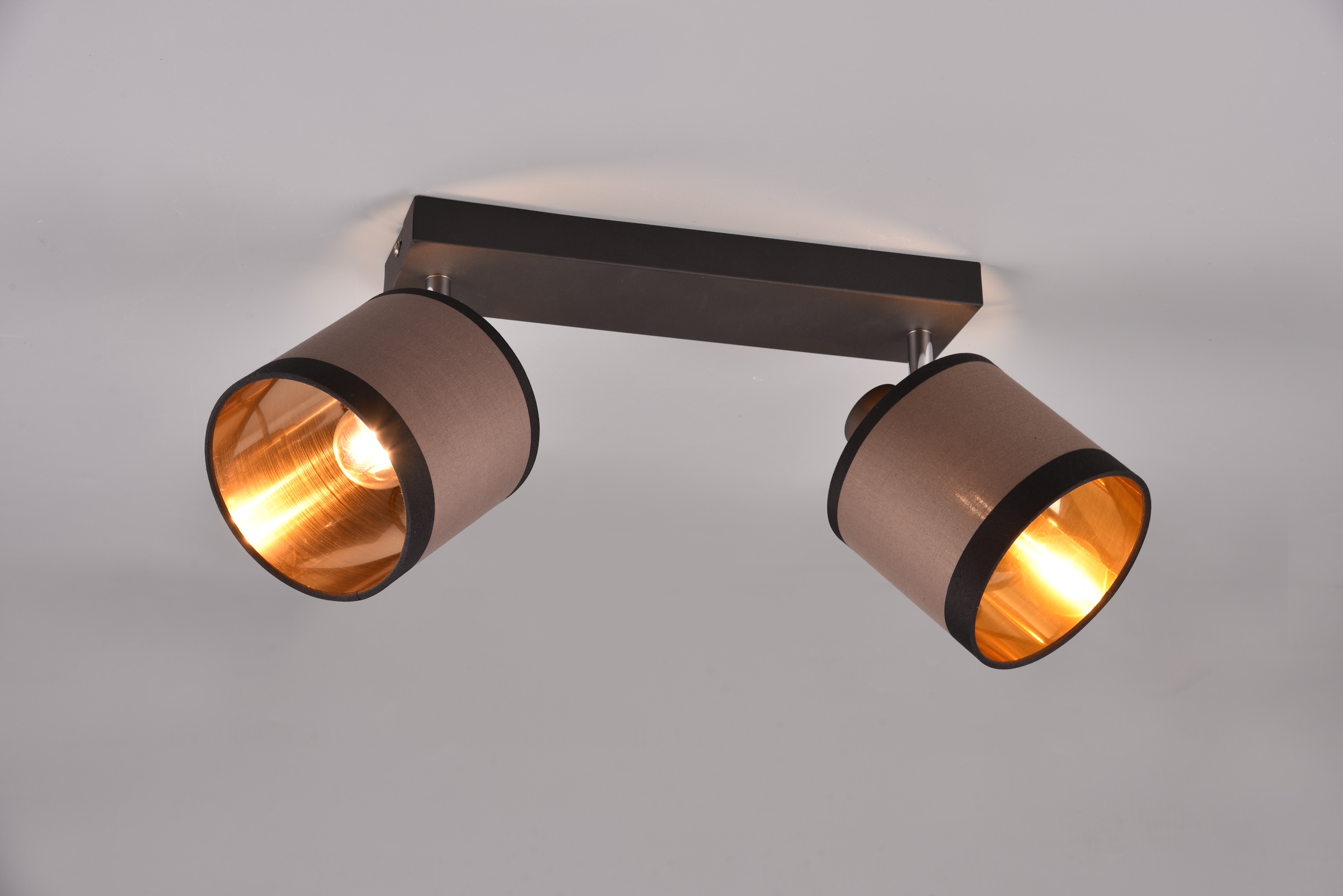 REALITY Leuchten Deckenstrahler »DAVOS, Deckenspot 2-flammig exkl 2xE14 max 10 W Stoffschirm zweifarbig«, 2 flammig, Leuchtmittel E14 | Leuchtmittel wechselbar, Wandspot Deckenspot schwenkbar Leuchtmittel wechselbar Flur Küche
