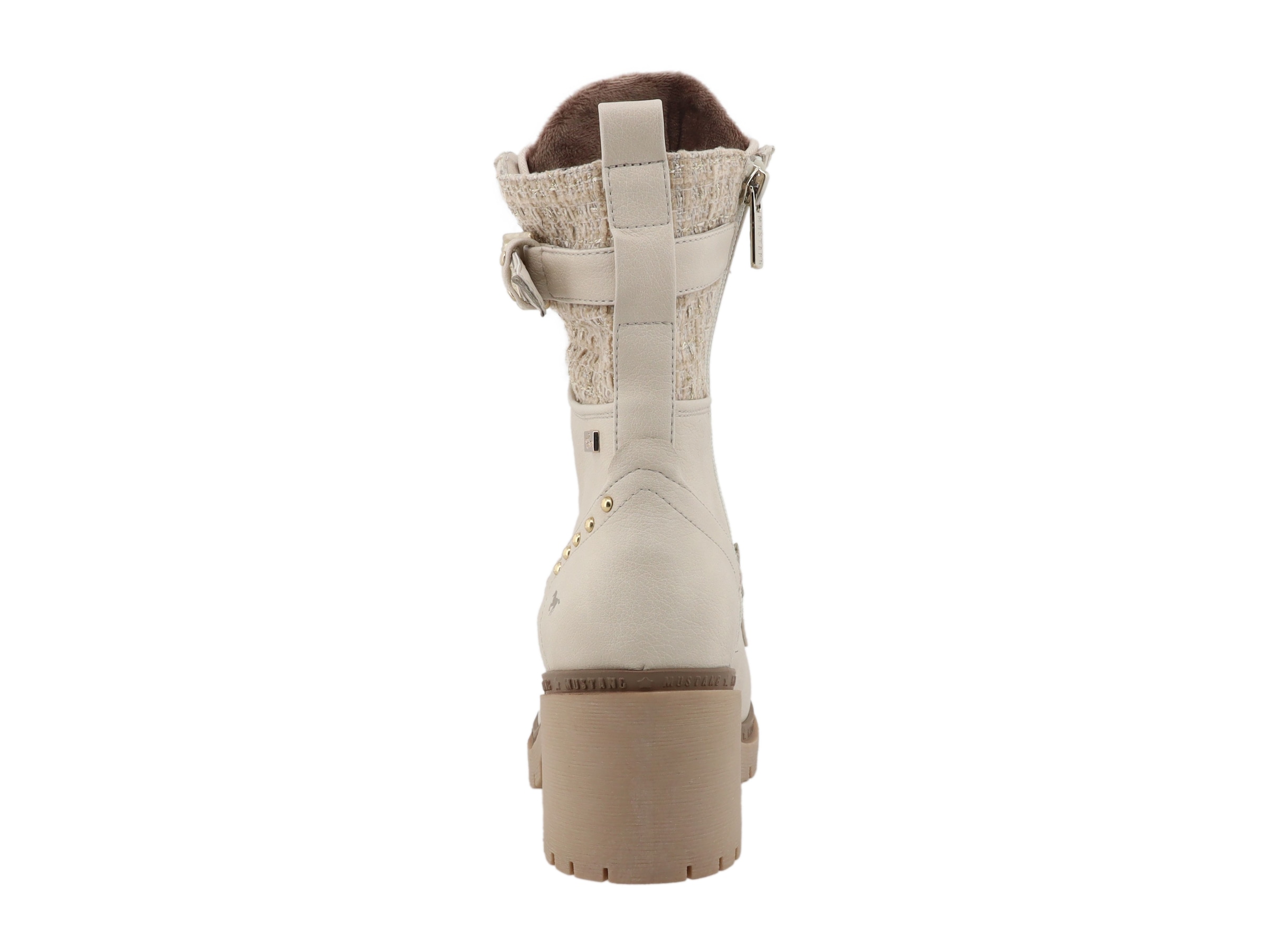 Mustang Shoes Schnürstiefelette »Stiefelette«  Blockabsatz, Schnürboots mit Zierschnalle und Nieten