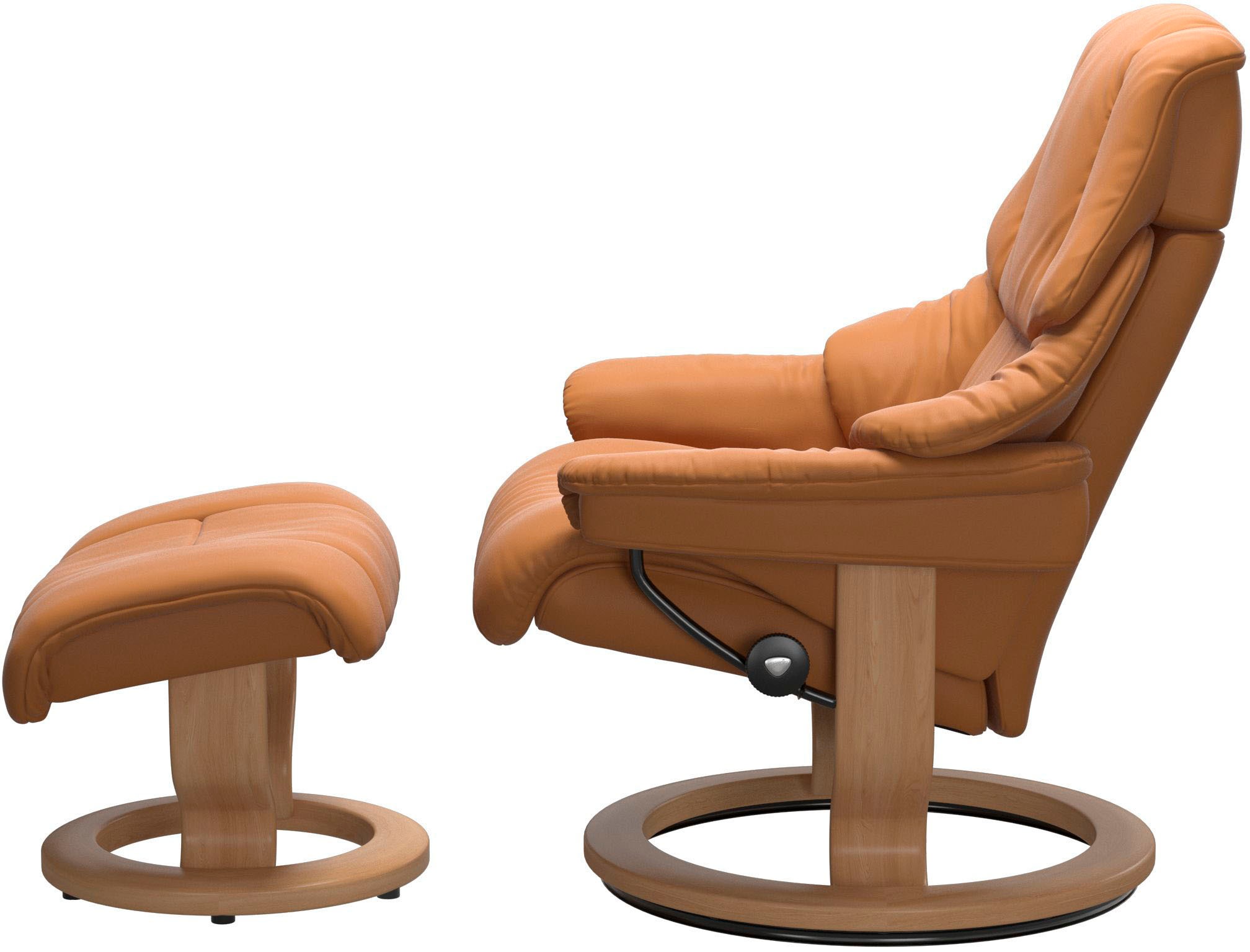 Stressless® Relaxsessel »Reno«, (Set, Relaxsessel mit Hocker), mit Hocker, mit Classic Base, Größe S, M & L, Gestell Eiche