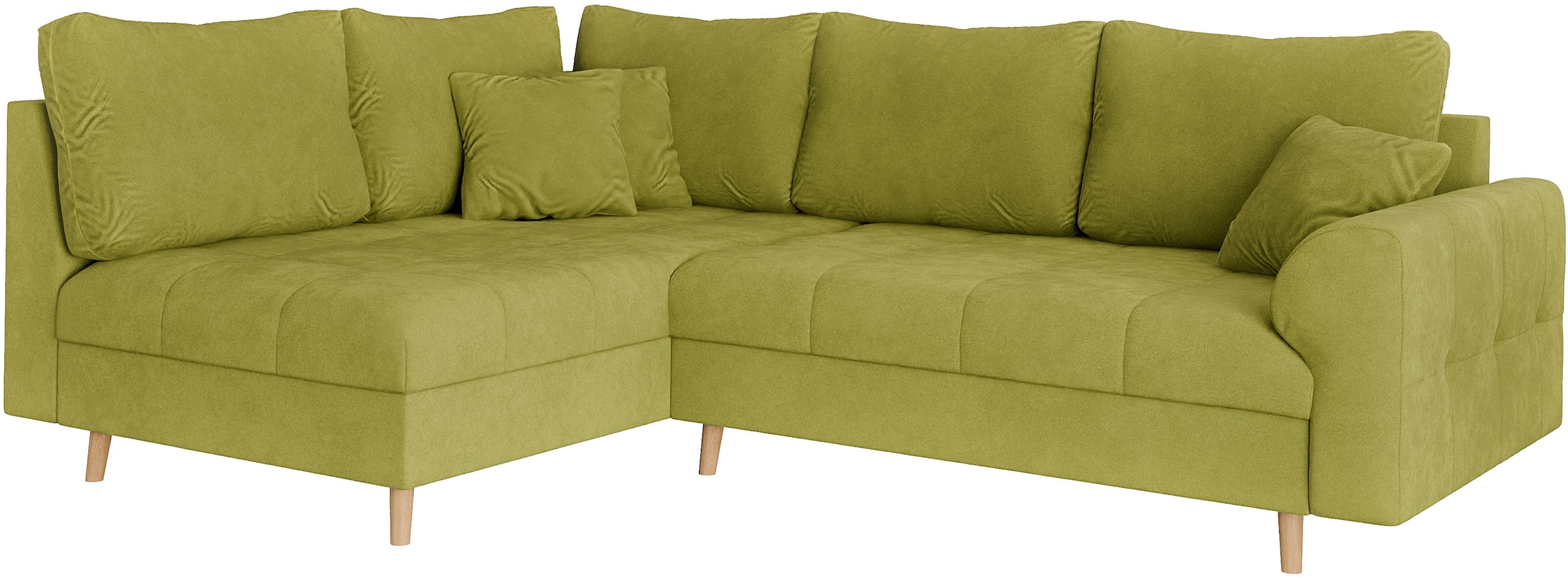 Home affaire Ecksofa »CHARRE L-Form mit Ottomane, Maße B/T/H: 231/161/81 cm«, feine Steppung, lose Rücken- und Zierkissen, auch in Cord und Bouclé