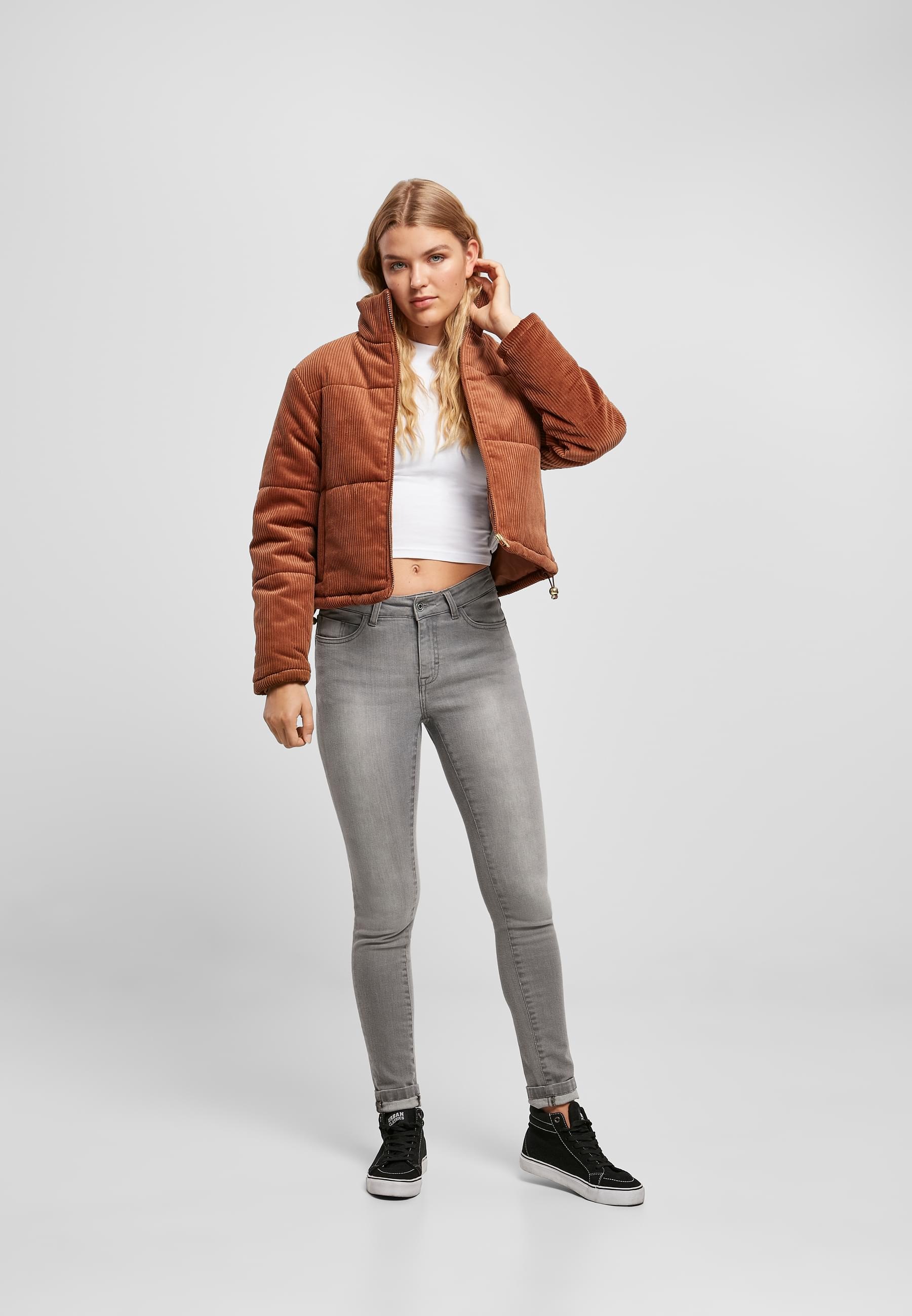 URBAN CLASSICS Winterjacke »Urban Classics Damen Ladies Corduroy Puffer Jacket« 1 Stk. tlg. ohne Kapuze