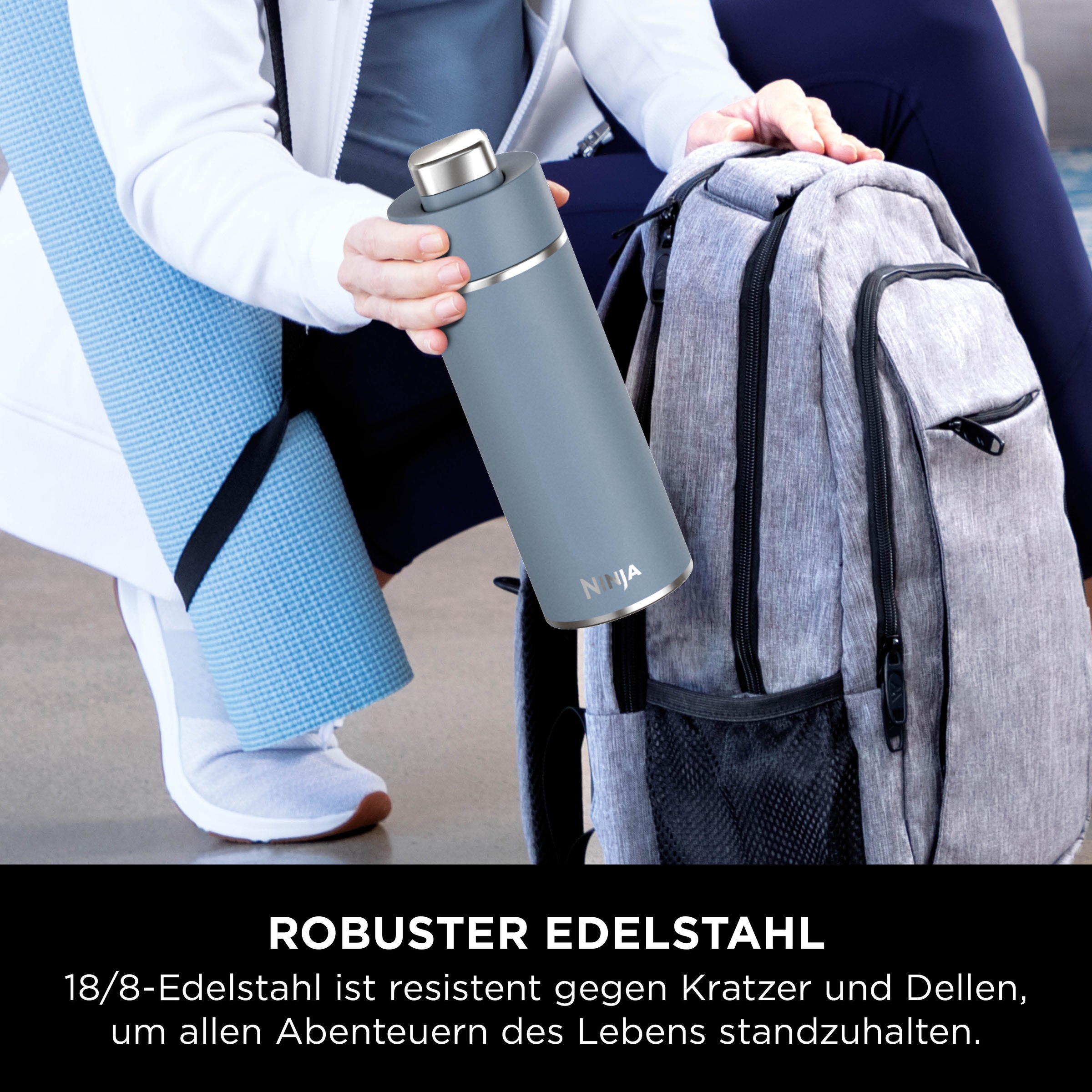 NINJA Isolierflasche »Ninja Thirsti Reiseflasche – 530 ml DW1801EUU / 700 ml DW2401EUU«, Getränke bleiben 24 Stunden kalt, 12 Stunden heiß, Eis hält 2 Tage