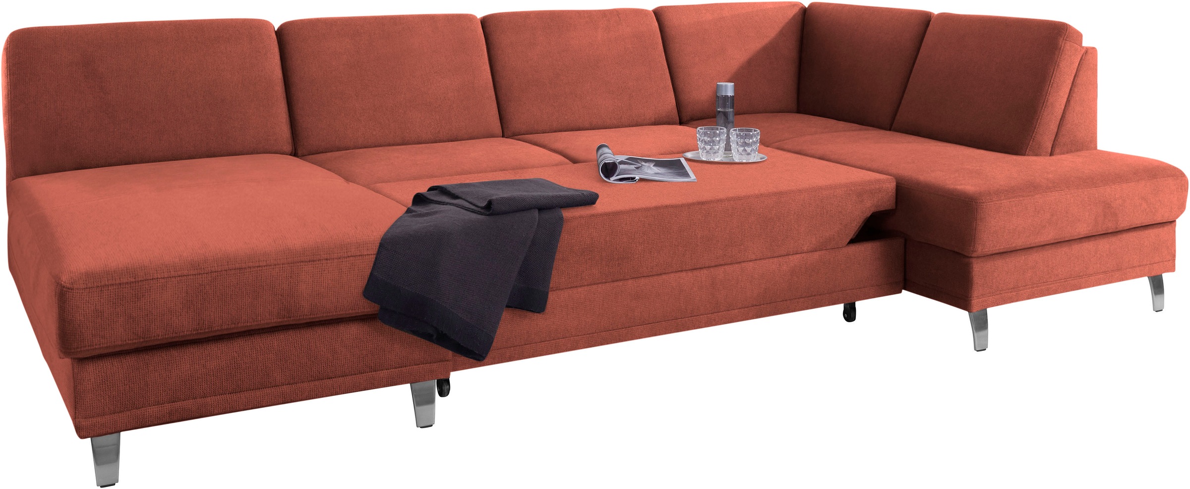sit&more Wohnlandschaft »Clio U-Form«, wahlweise mit Bettfunktion und Bettkasten, inklusive Federkern