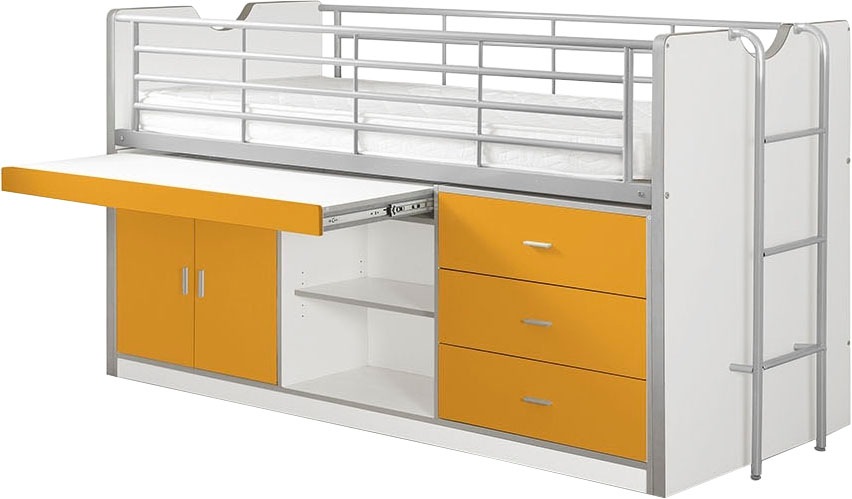 Vipack Hochbett, (Made in Europe), Schlafen und arbeiten in einem, Hochbett mit 90x200 cm Liegefläche
