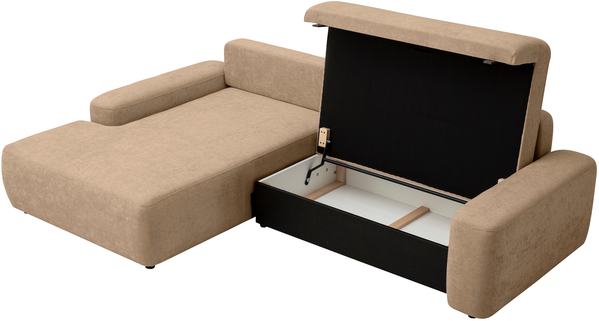 INOSIGN Ecksofa »TORGE (264cm), Schlafsofa in Cord, Samtvelours o Struktur fein, L-Form«, Schlaffunktion, Bettkasten, Liegefläche: 125/210 cm