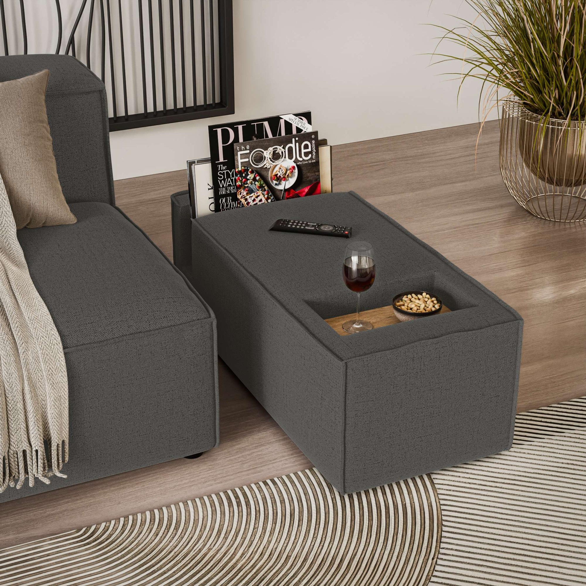 INOSIGN Sofaelement »HAILY Tisch XL für das Modulsofa, extra tief, Maße B/T/H: 45/130/37 cm«, als Modul oder separat verwendbar, mit Steckfach und Ablagefläche