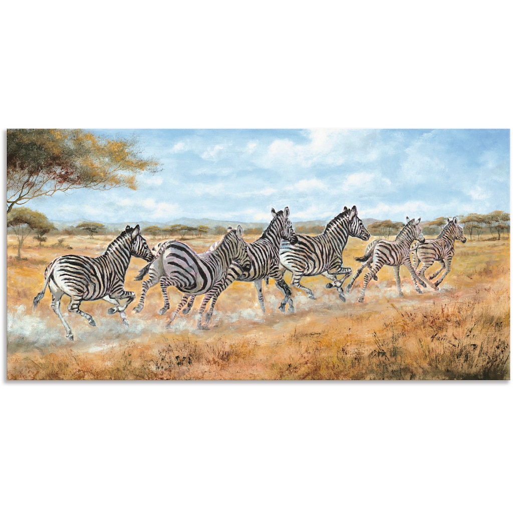 Artland Alu-Dibond-Druck »Laufende Zebras«, Wildtiere, (1 St.)
