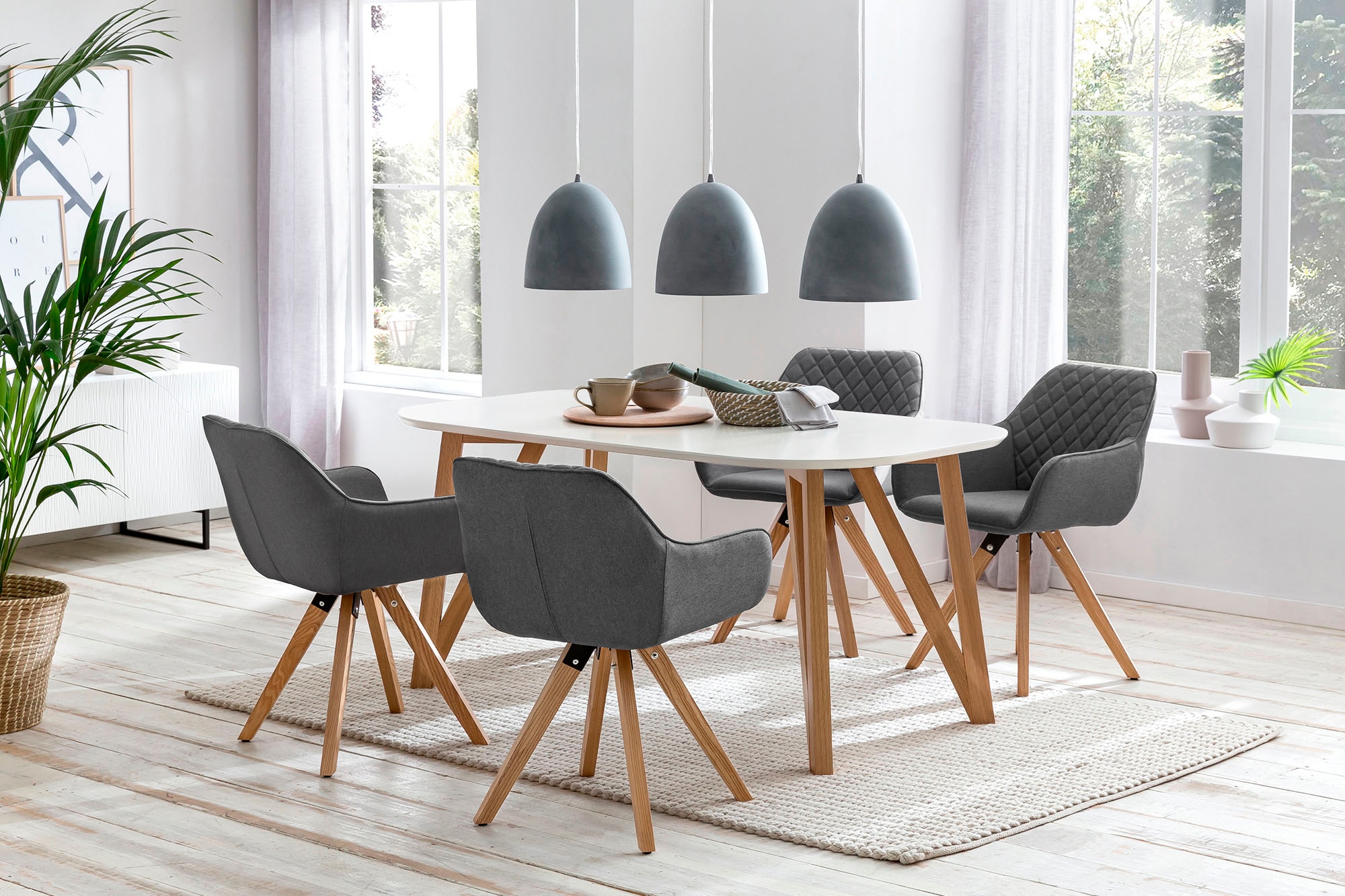 SalesFever Essgruppe, (Set, 5 tlg.), bestehend aus 4 modernen Polsterstühlen und einem 180 cm breitem Tisch