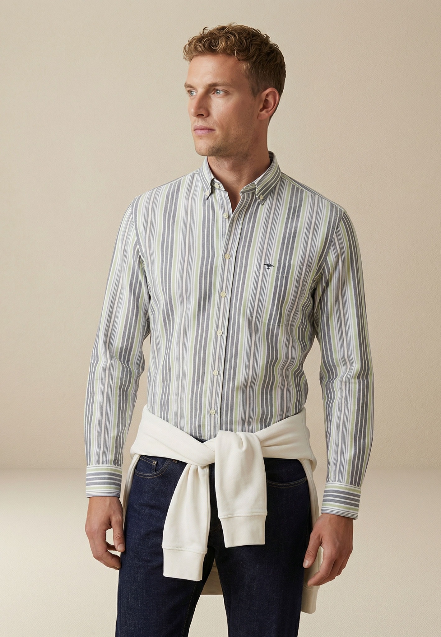 FYNCH-HATTON Streifenhemd »Washed Oxford Stripe« normale Passform, aus reiner Baumwolle, mit Streifenmuster
