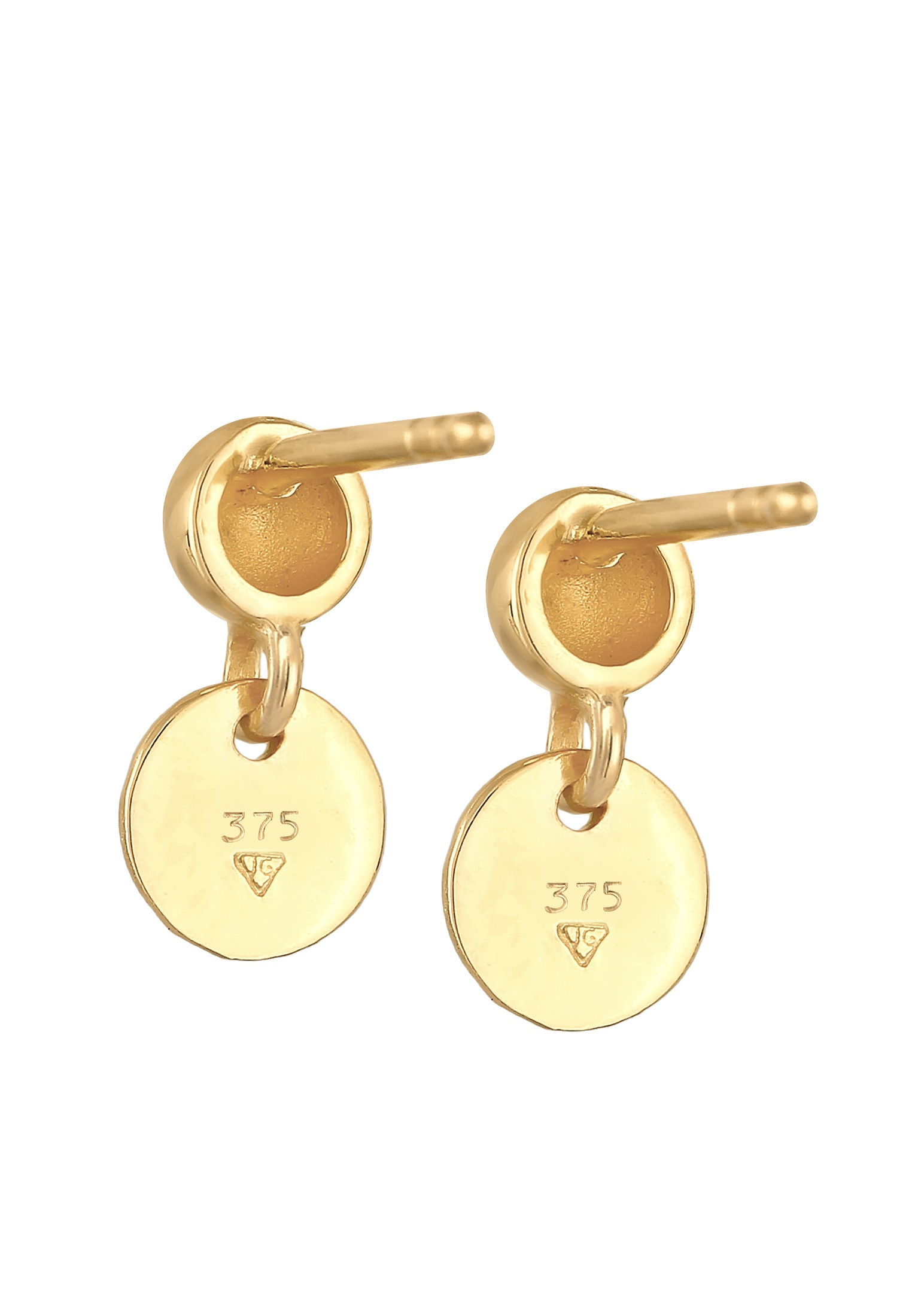 Elli Premium Paar Ohrstecker »Stecker Kugel Plättchen Antique 375 Gelbgold«