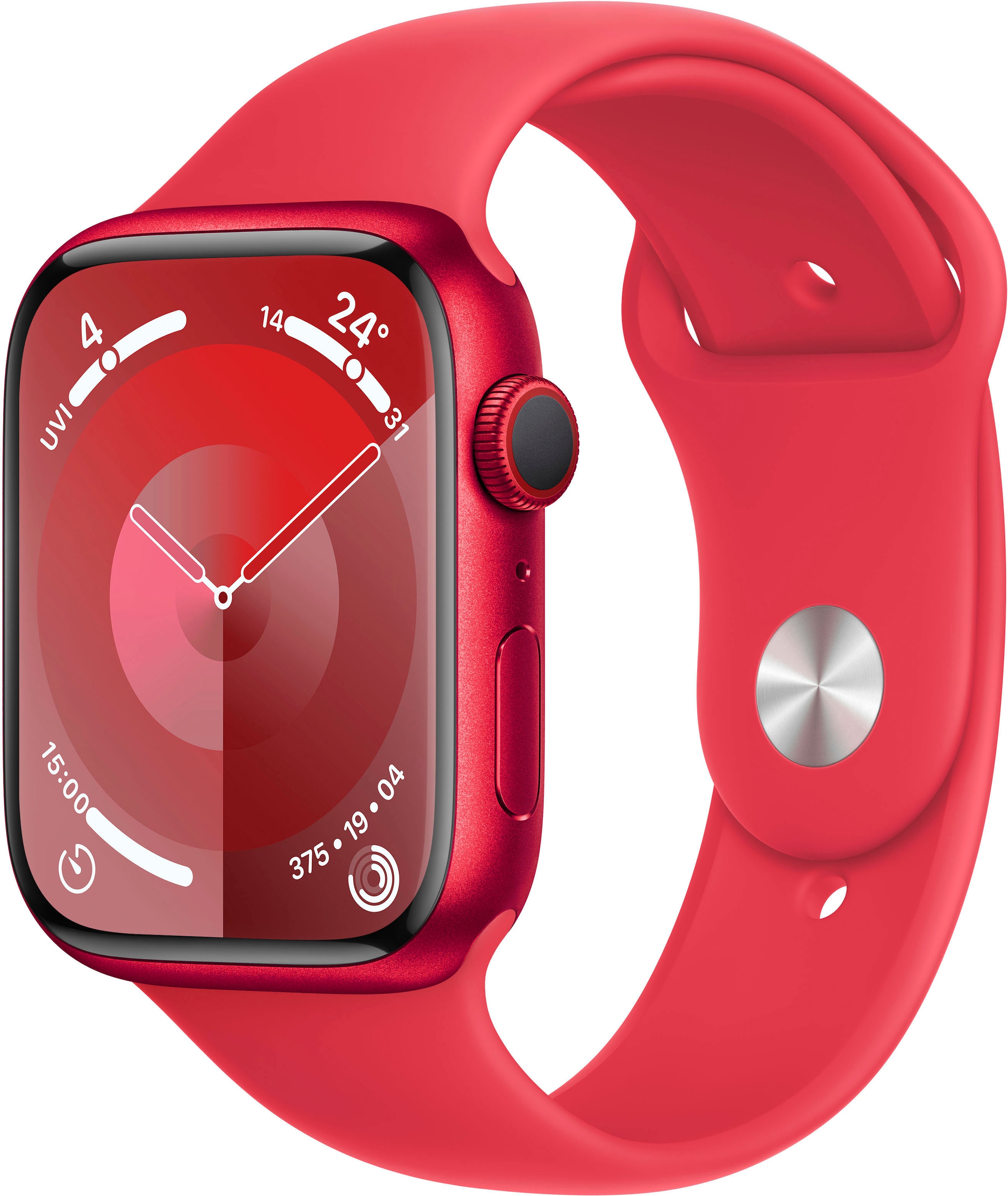 APPLE Smartwatch »Watch Series 9 Aluminium« (4, 5 cm / 1, 8 ′′) Watch OS 10;EKG;Blutsauerstoff App;Herzfrequenz Rot