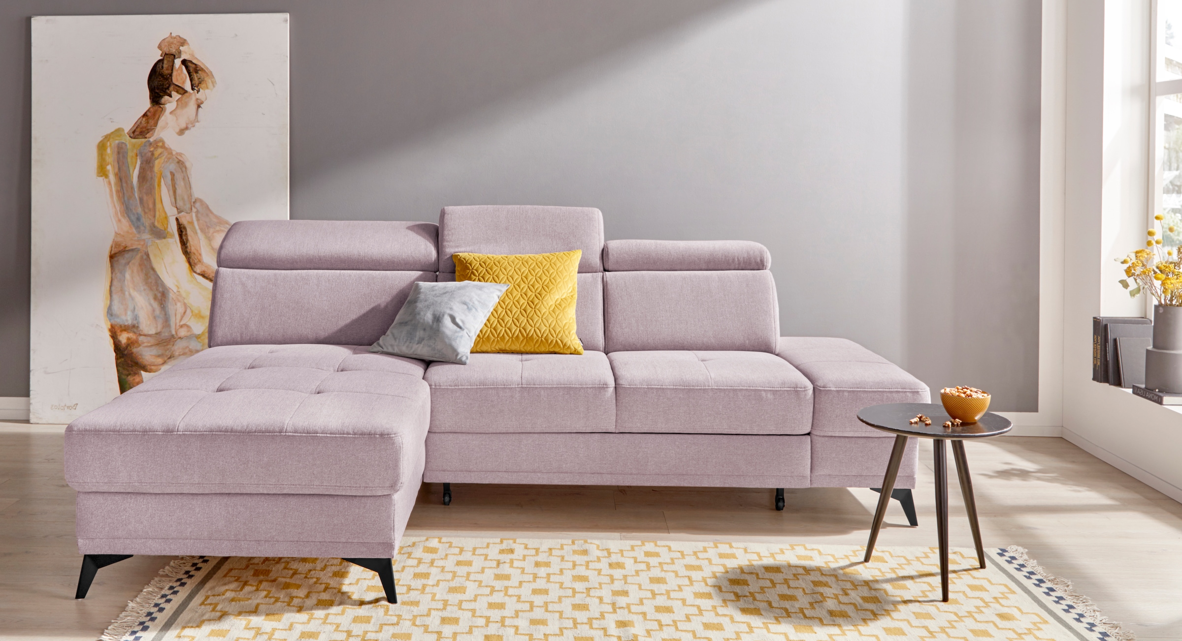 INOSIGN Ecksofa »Cardiz L-Form«, inkl.Kopfteilverstellung und Federkern wahlweise mit Bettfunktion