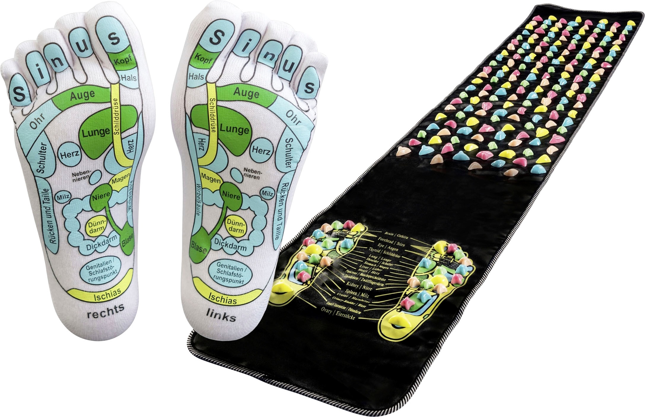 Maximex Fußreflexzonen-Massagematte »mit Socken«, (Set, 2 tlg.), Größe S