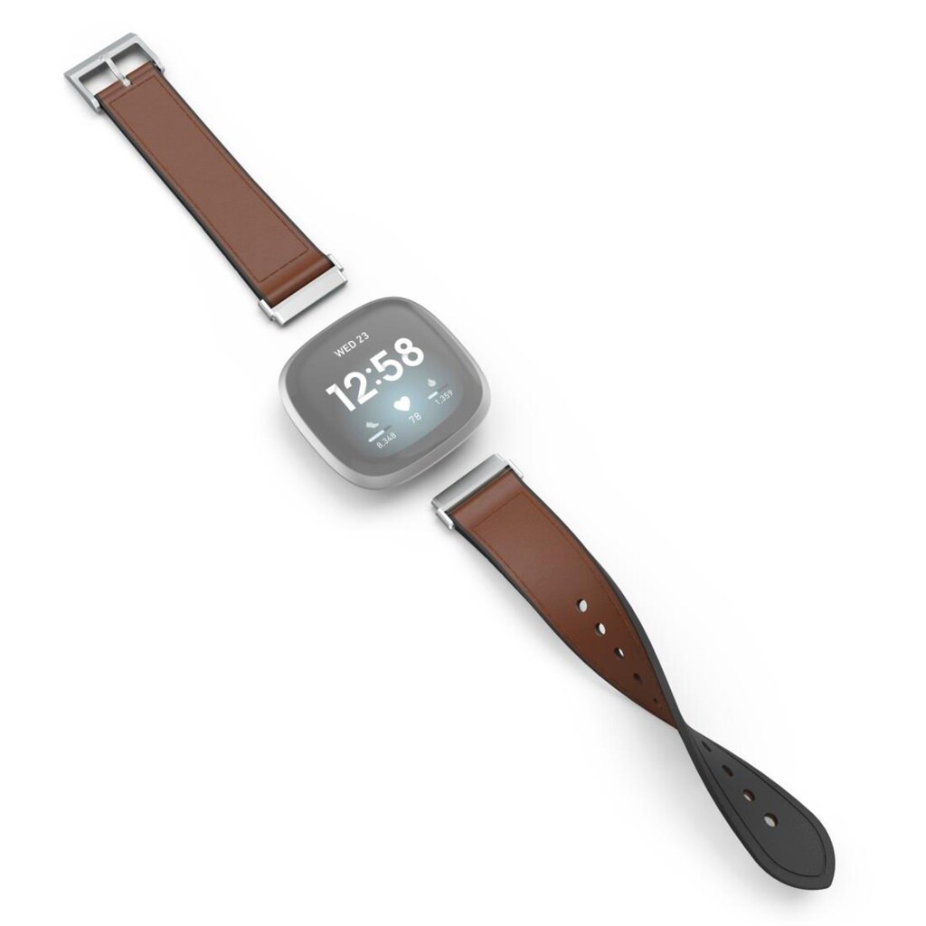 Hama Smartwatch-Armband »Ersatzarmband für Fitbit Versa 3, Sense, Leder und Silikon, 20mm, 21cm«