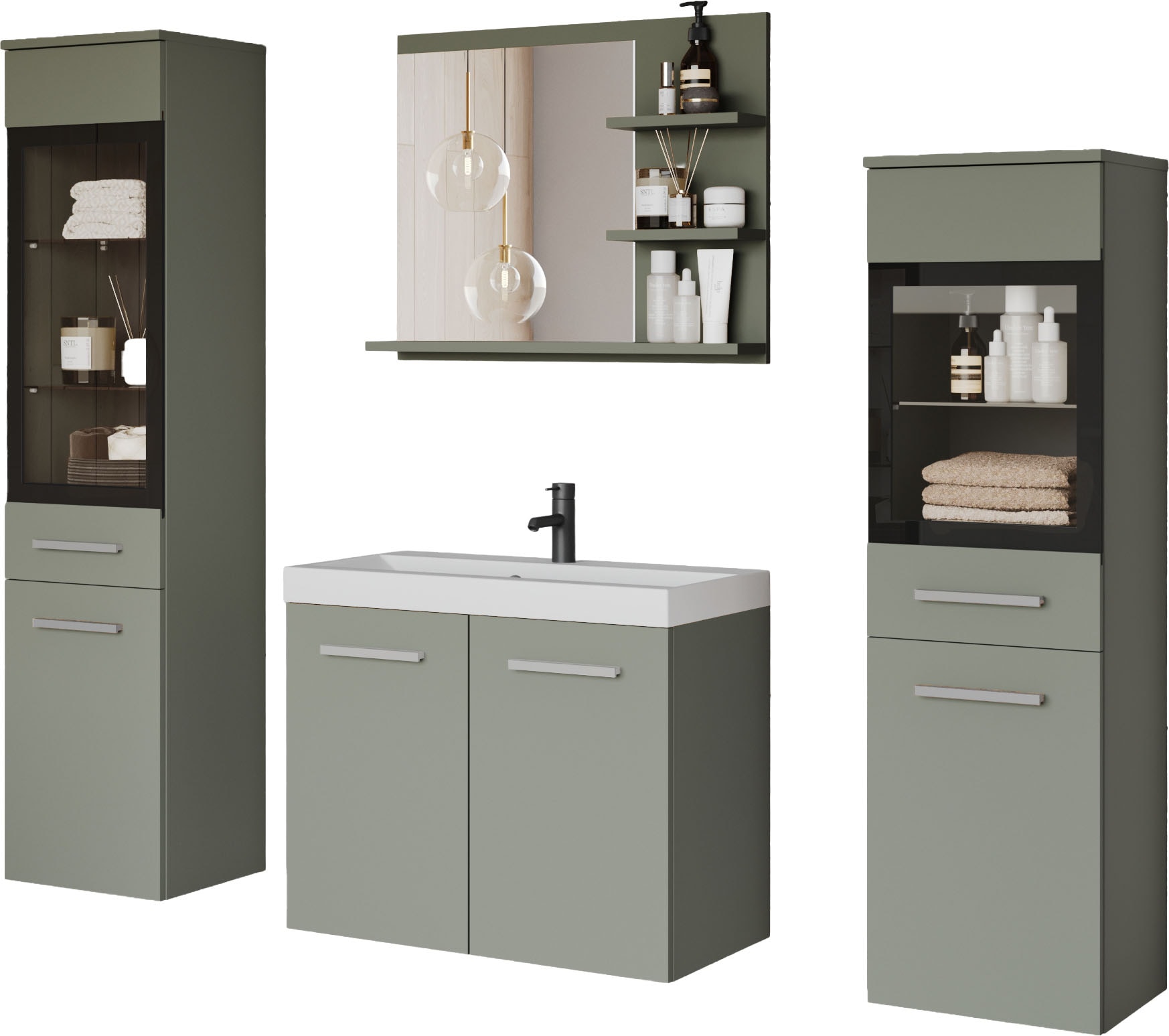welltime Badmöbel-Set »MADRIT« Komplett-Set, mit Waschbecken, 5 Stk. tlg. günstig online kaufen
