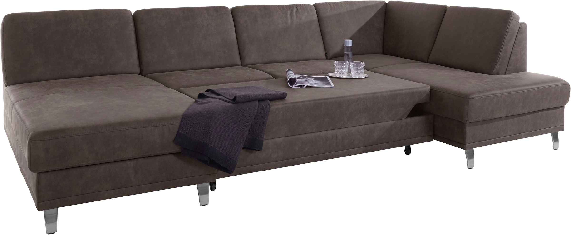 sit&more Wohnlandschaft »Clio U-Form«, wahlweise mit Bettfunktion und Bettkasten, inklusive Federkern