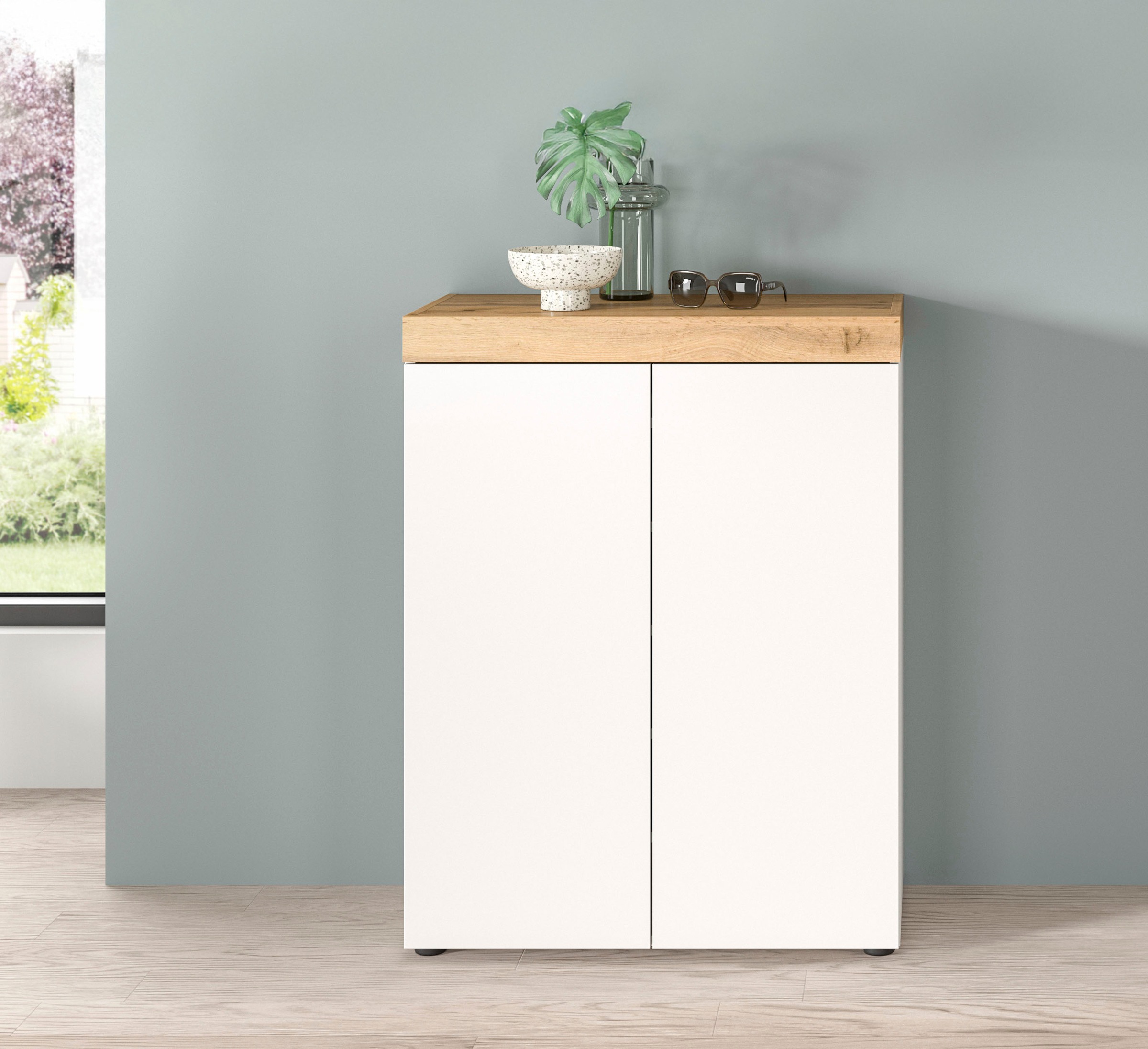 OTTO home Schuhschrank »MAMBO, Breite 77 cm, Höhe 99 cm« hängend oder stehend montierbar, 1 Stk. tlg. Schuhschrank, Schuhkommode, Flur, Diele