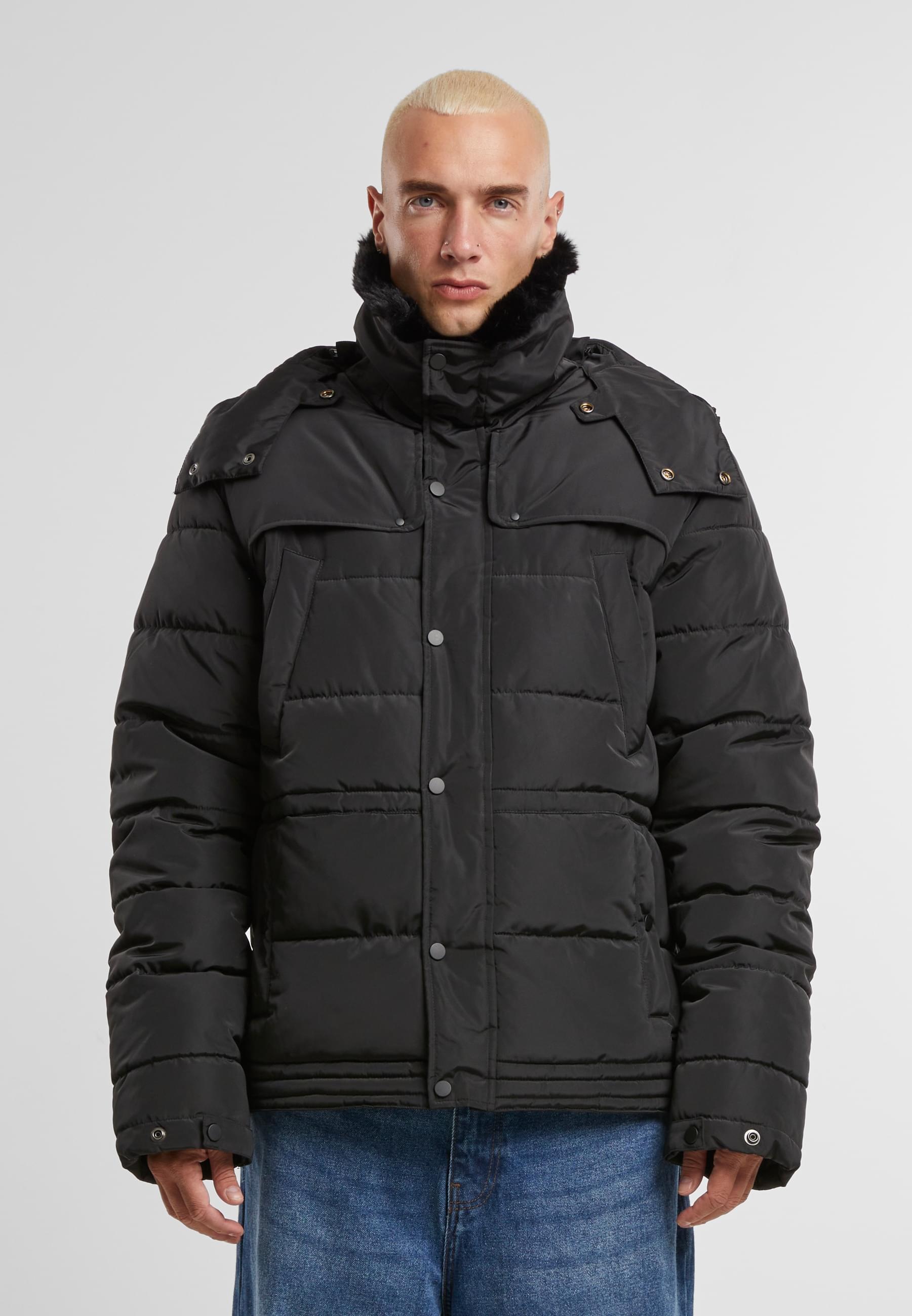 URBAN CLASSICS Winterjacke »Urban Classics Puffer Jacket With Detachable Fur Collar« 1 Stk. tlg. ohne Kapuze
