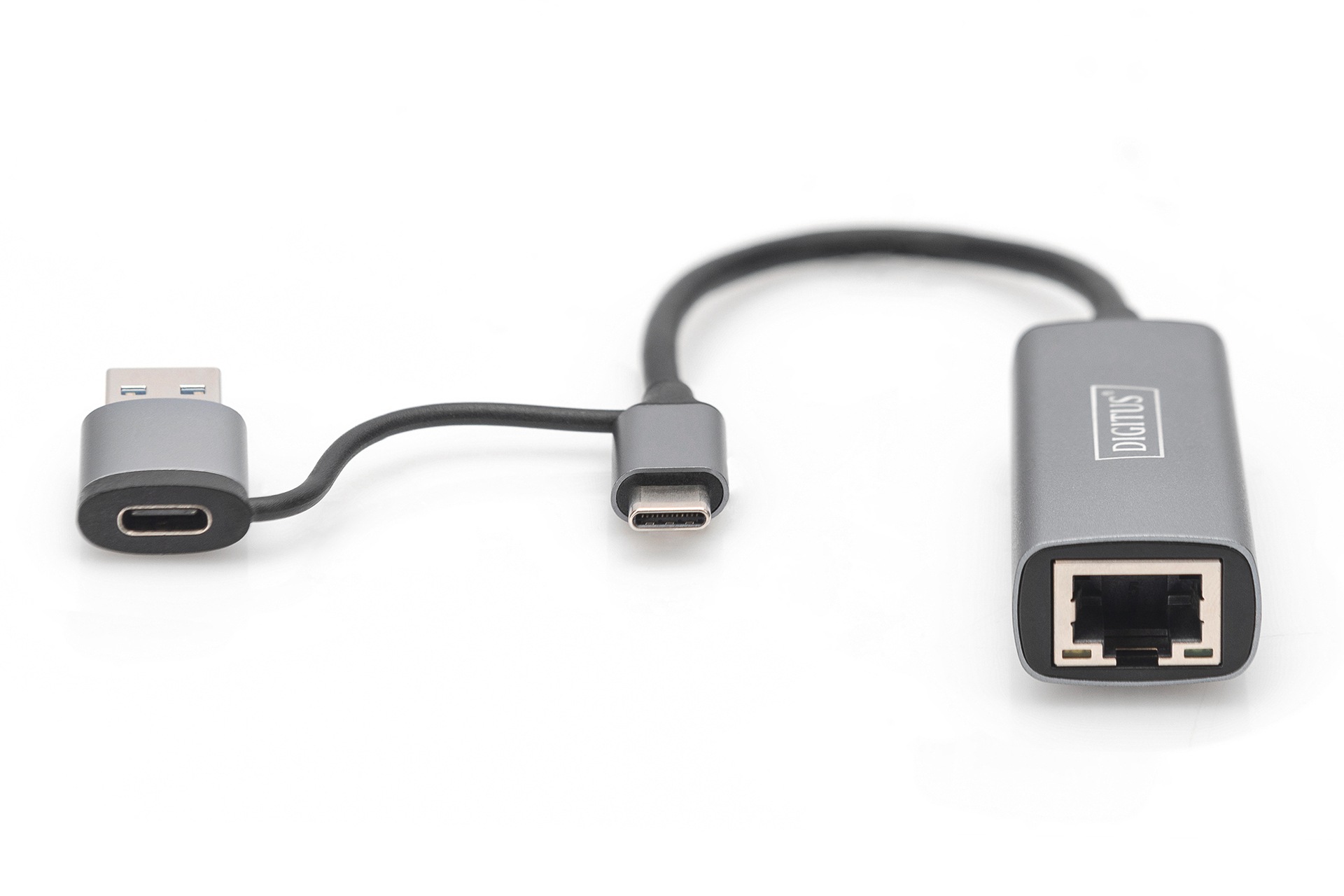 Digitus Netzwerk-Adapter »USB-C Gigabit Ethernet Adapter 2.5G, USB-C + USB A«, 15 cm