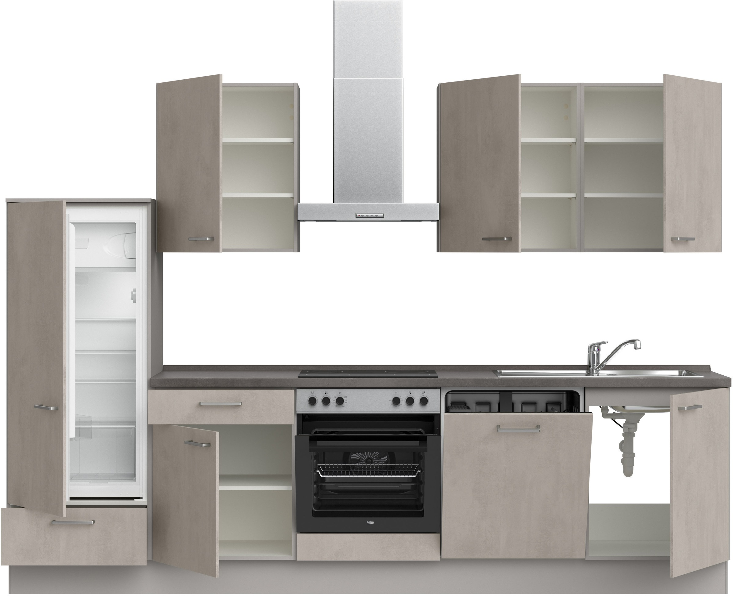 nobilia® Küchenzeile »"Riva I"«, vormontiert, Ausrichtung wählbar, Breite 300 cm, wahlw. mit E-Geräten