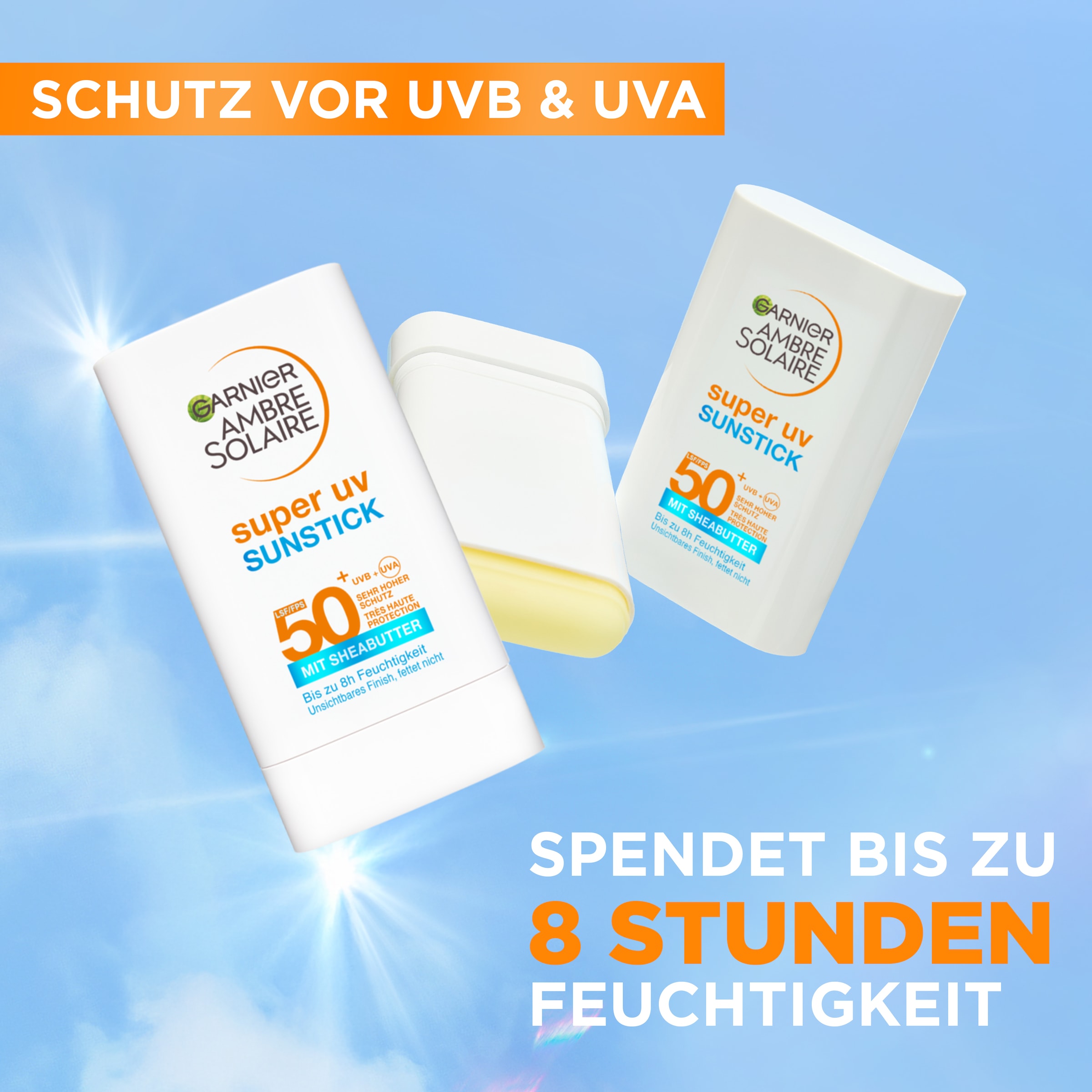 GARNIER Sonnenschutzstift »AMBRE SOLAIRE SUPER UV SUNSTICK LSF 50+« mit Sheabutter, fettet nicht