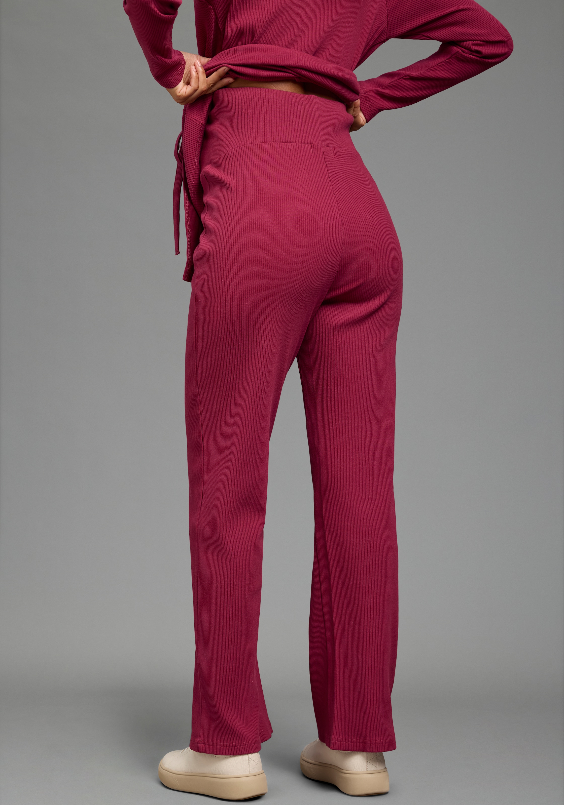 Neun Monate Umstandshose »Weite Jerseyhose für Schwangerschaft & Stillzeit, elastische Rippware«  Umstands-Hose aus Rippware mit weitem Bein