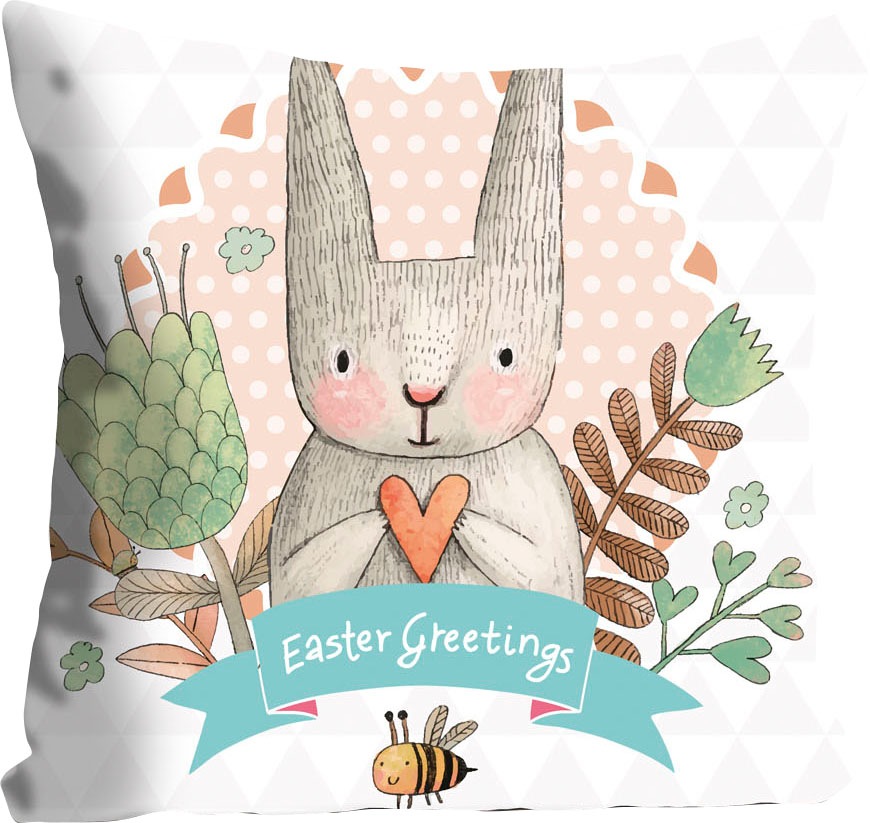 queence Dekokissen »Phoebe«, Kissenhülle,Easter Greetings,Hase,Ostern,Fröhl günstig online kaufen