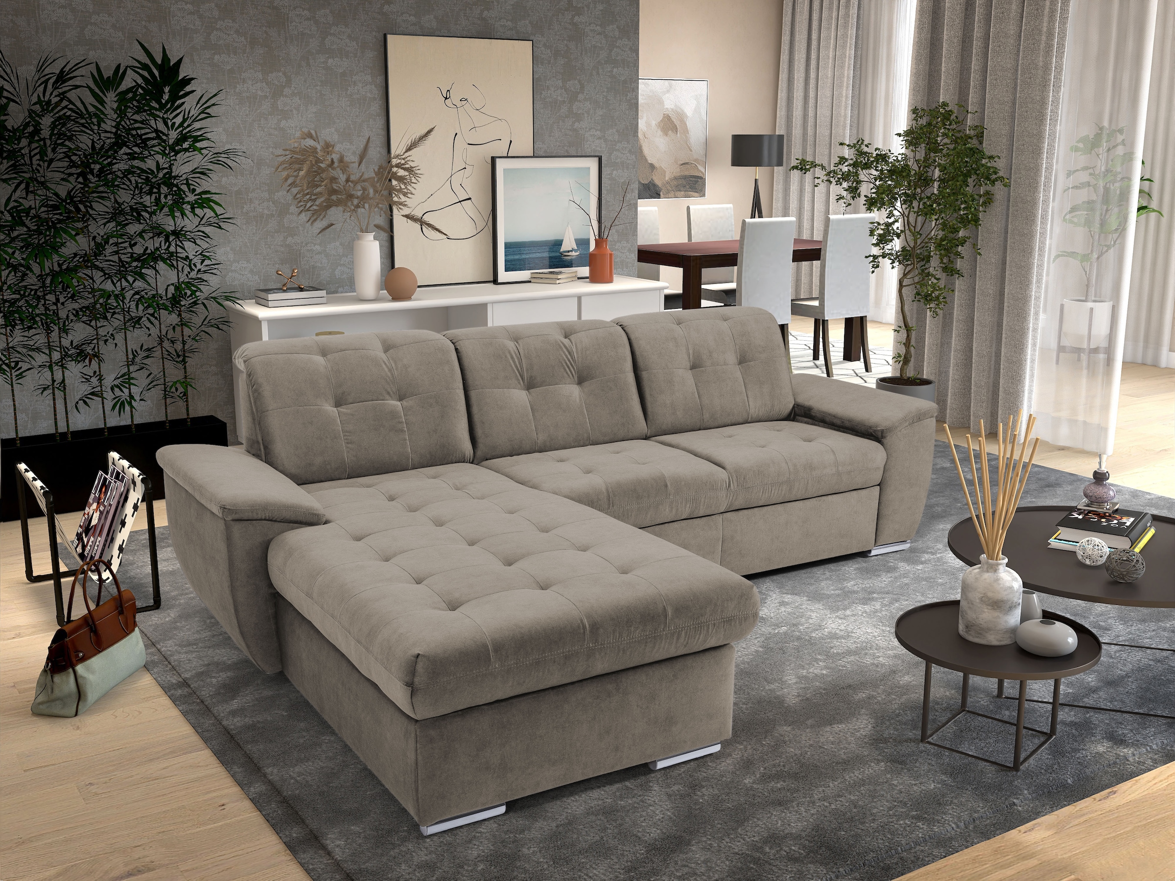 exxpo - sofa fashion Ecksofa »Derby Inkl. Kopfteilverstellung, wahlw. Bett günstig online kaufen