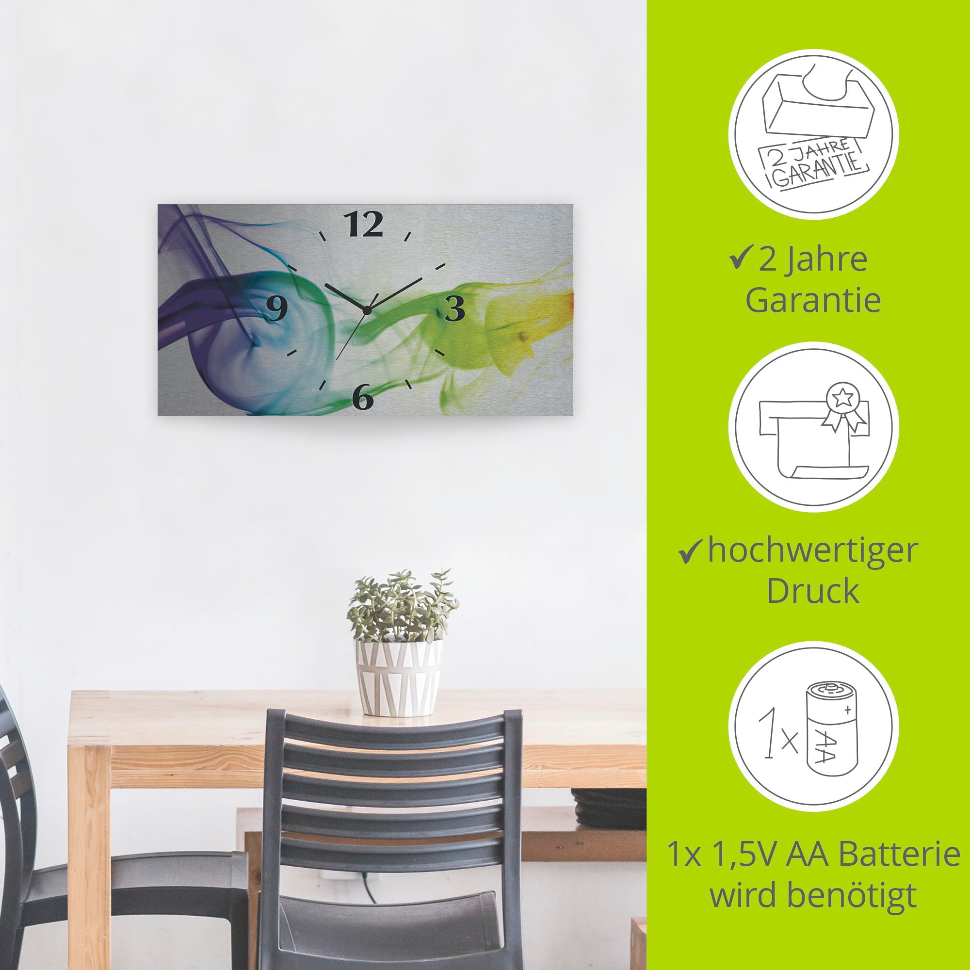 Artland Wanduhr »Rauch - Abstrakt« 3D Optik gebogen, mit Quarz- oder Funkuhrwerk, versch. Größen