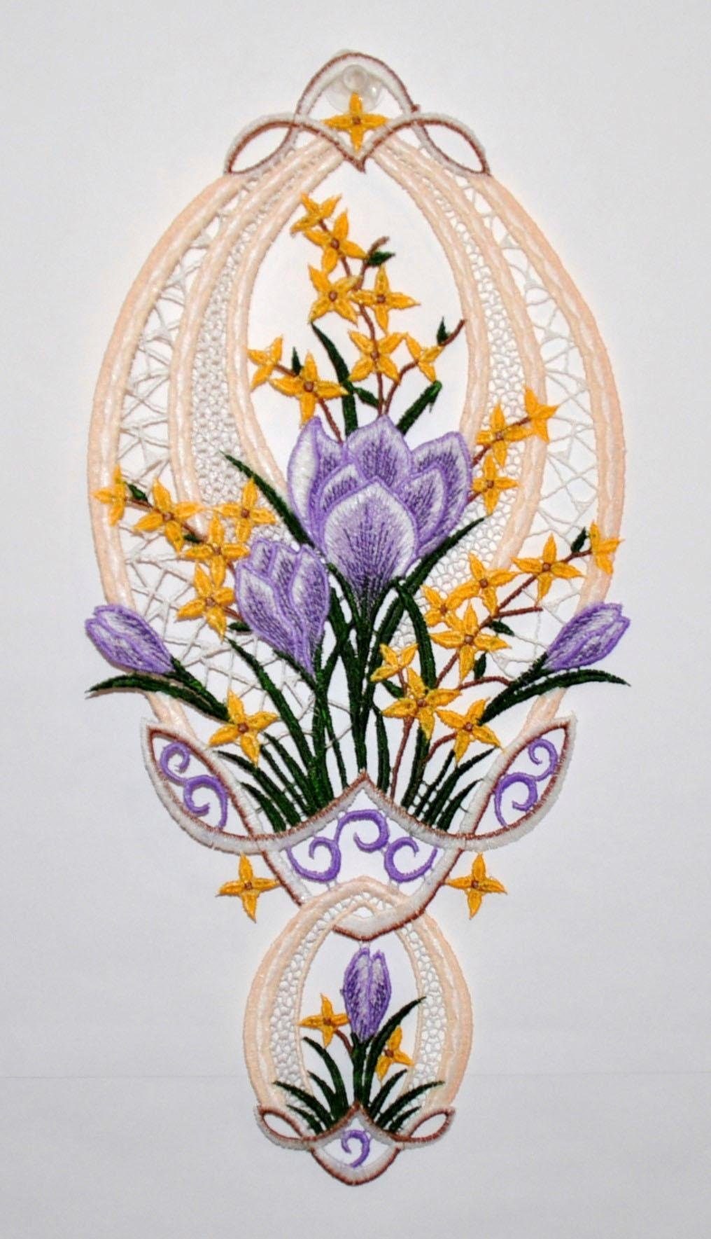 Stickereien Plauen Fensterbild »Krokusblüte Fensterbild«, Fensterbild "Krok günstig online kaufen