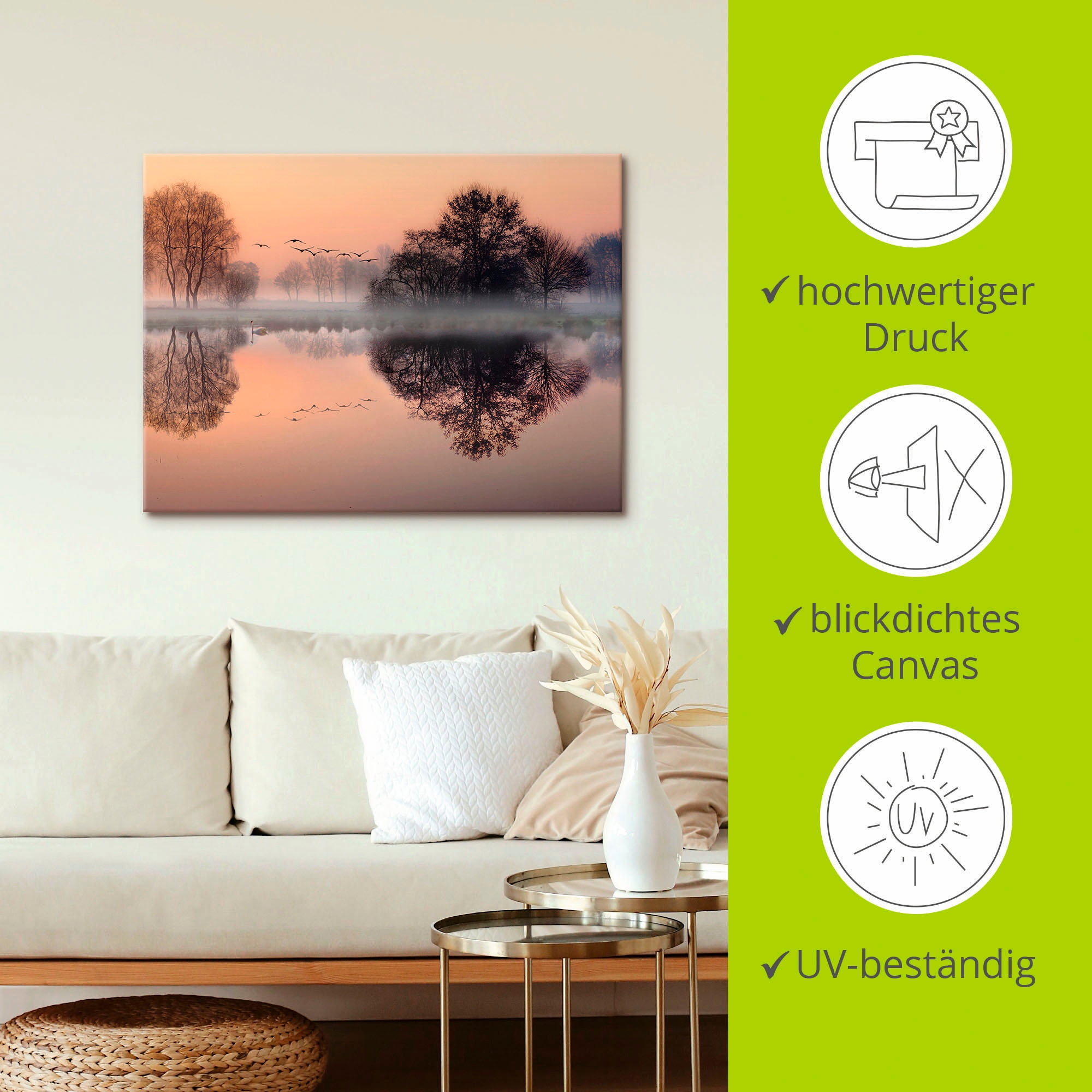 Artland Wandbild »Früh morgens am See....«, Gewässer, (1 St.), als Leinwandbild, Poster, Wandaufkleber in verschied. Größen