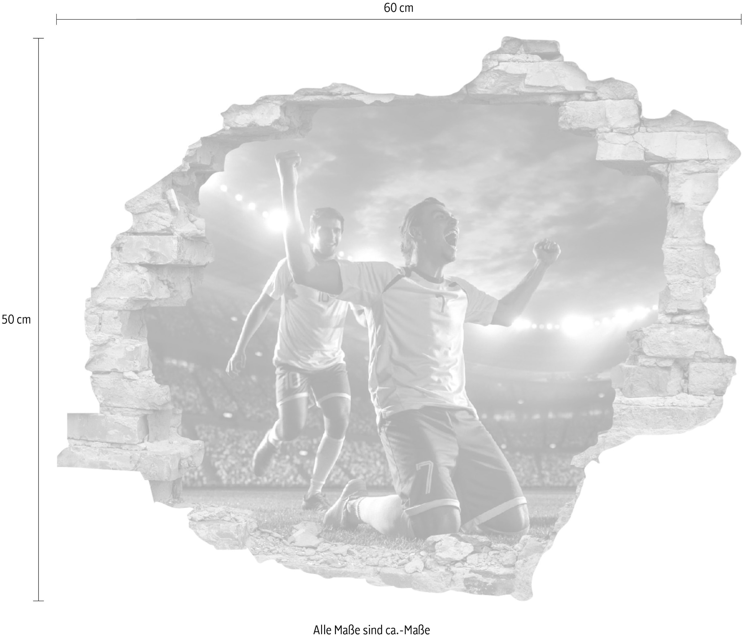 queence Wandtattoo »Fußball Jubel«, (1 St.), Wandsticker, Wandbild, selbstklebend, 3D, Wanddurchbruch