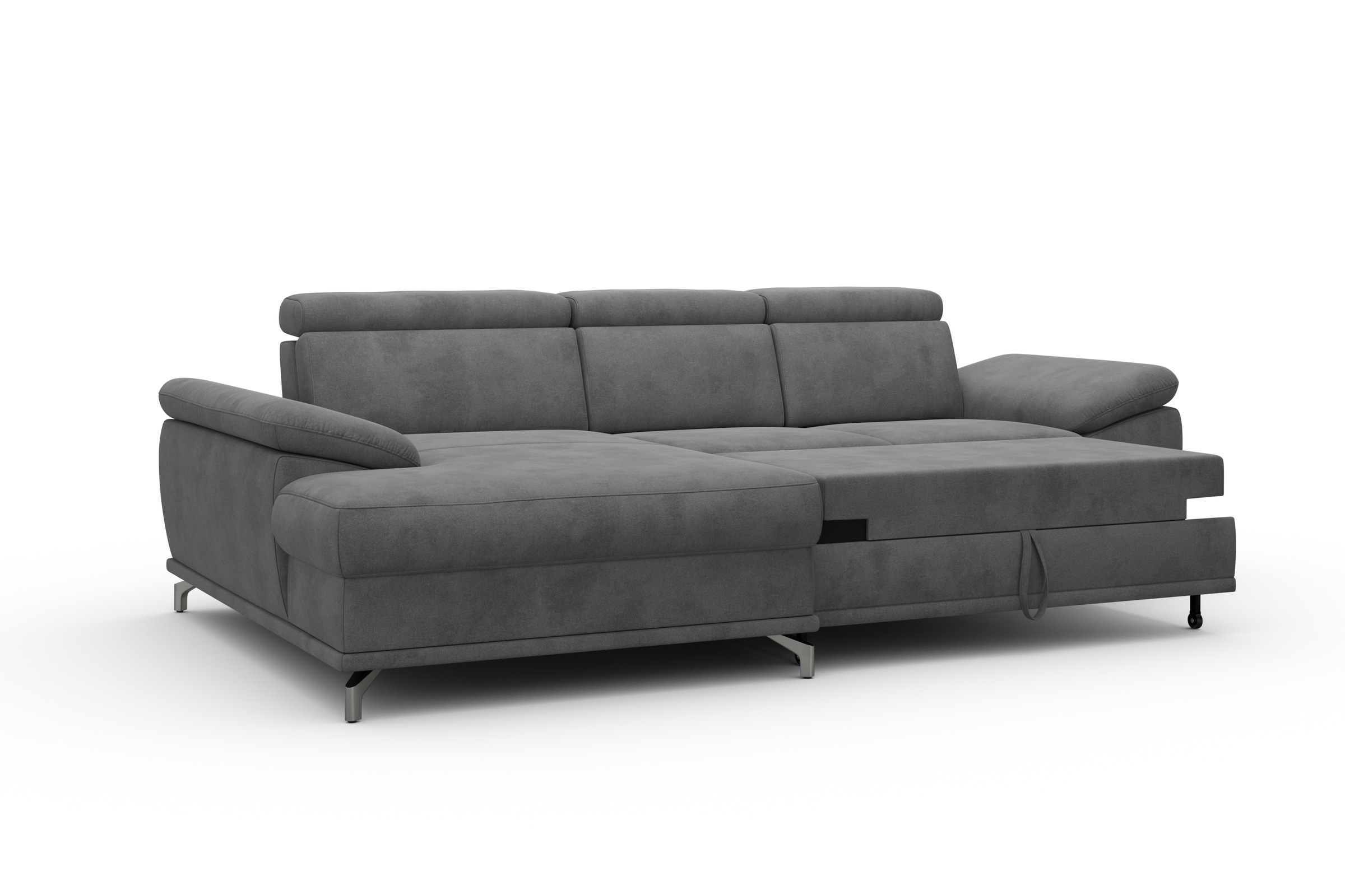 sit&more Ecksofa »Cabrio L-Form, mit Sitztiefenverstellung, Arm- und Kopfteilverstellung«, 2 Nierenkissen, Federkern, optional Bettfunktion und Stauraum