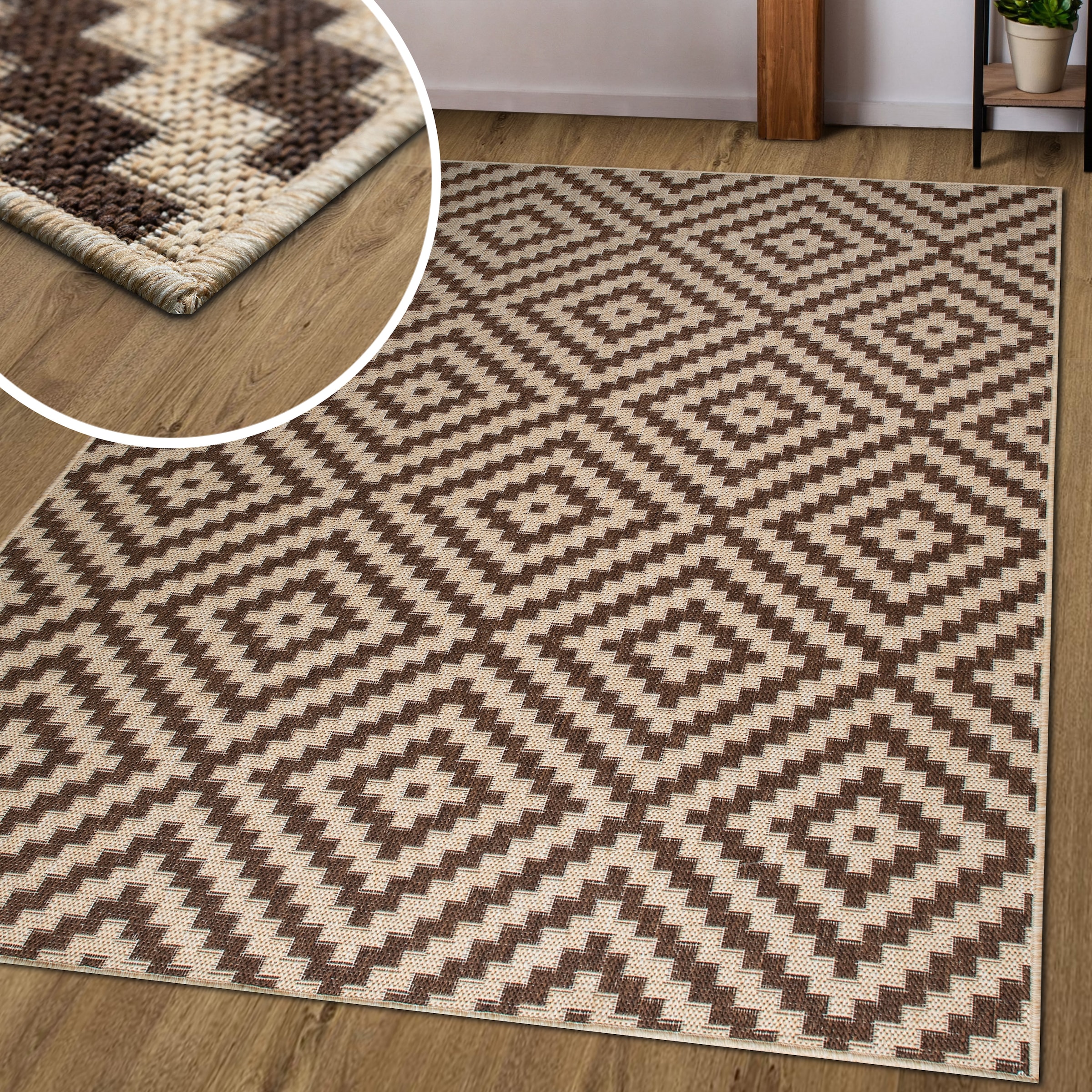 my home Teppich »Cordoba auch als Läufer erhältlich«, rechteckig, 3 mm Höhe, In- und Outdoor geeignet, Sisal-Optik, Wetterfest & UV-beständig, Boho
