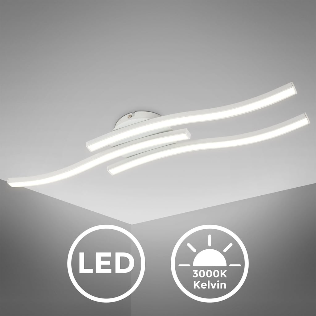 B.K.Licht LED Deckenleuchte »BK_DL1486 Deckenlampe, 3.000K warmweißes Licht, Länge: 56,5cm, Weiß«, 3 flammig-flammig