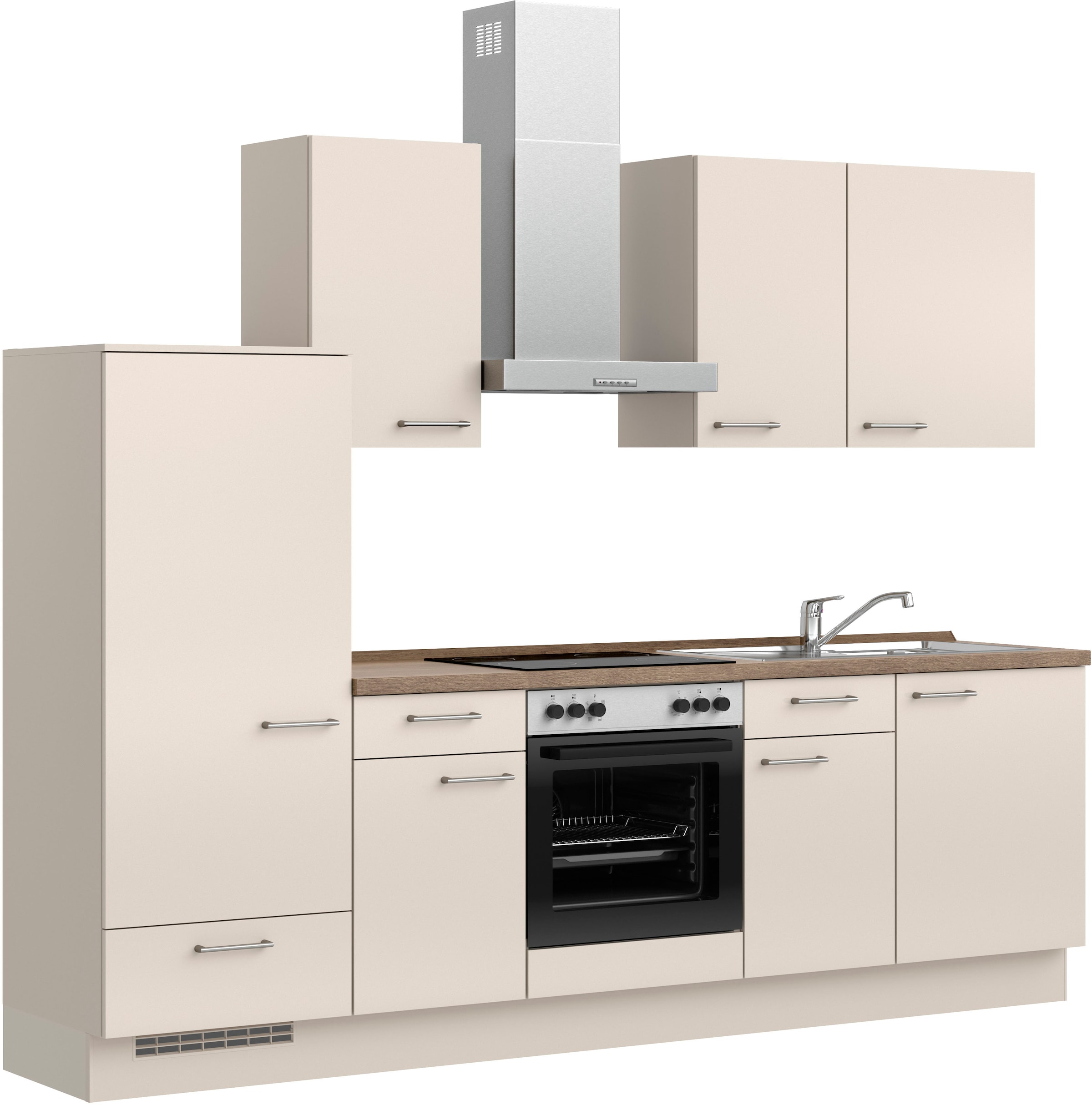 nobilia® Küchenzeile »"Laser I", Ausrichtung wählbar, Breite 270 cm« vormontiert, wahlw. mit unterschiedlichen E-Geräten-Sets