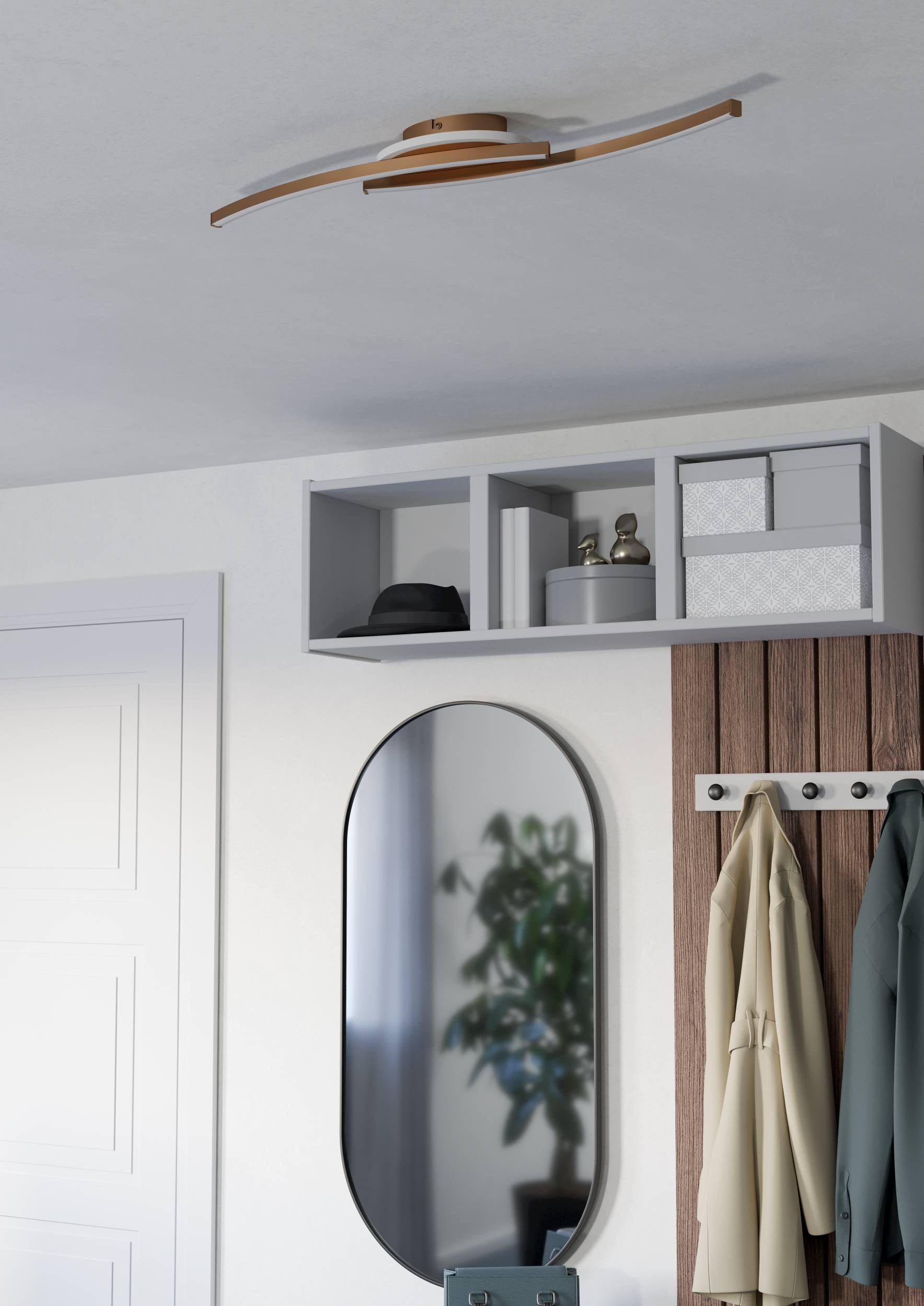 EGLO Deckenleuchte »Lungolago Deckenlampe, Bürolampe Decke aus Metall, Flurlampe, Lampe« LED-Modul 1 Stk. Neutralweiß Wand-/Deckenleuchte - L74 x B14 x H6 cm - bronze - 12W inkl.