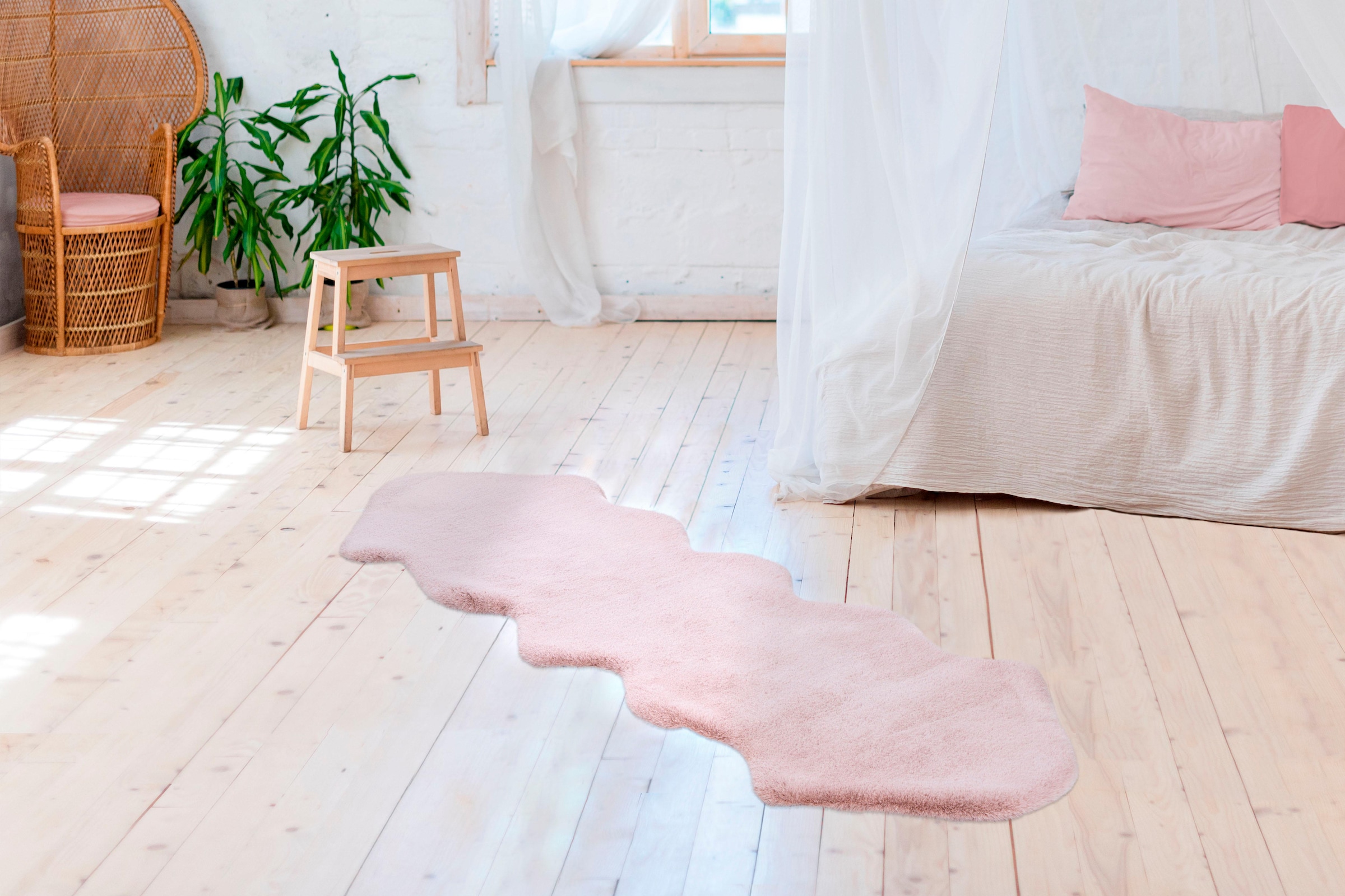 Arte Espina Fellteppich »Rabbit 300«, fellförmig, 35 mm Höhe, Kunstfell, Kaninchenfell-Haptik, supersoft, ideal als Bettvorleger